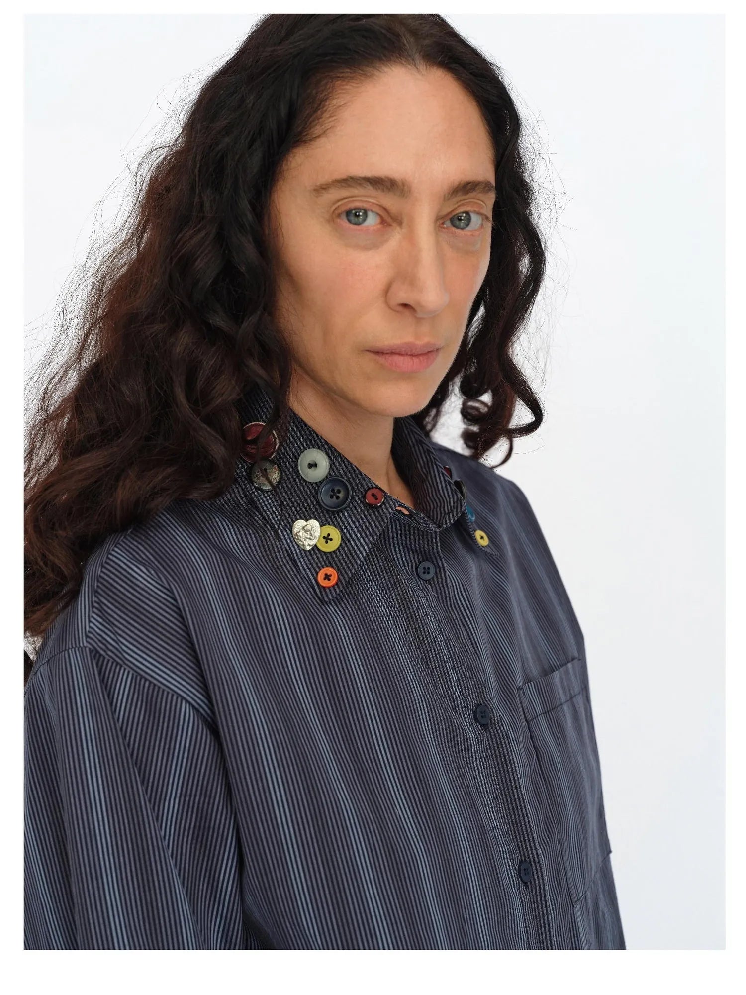 Fun Striped Button Down Shirt With Multiple Buttons