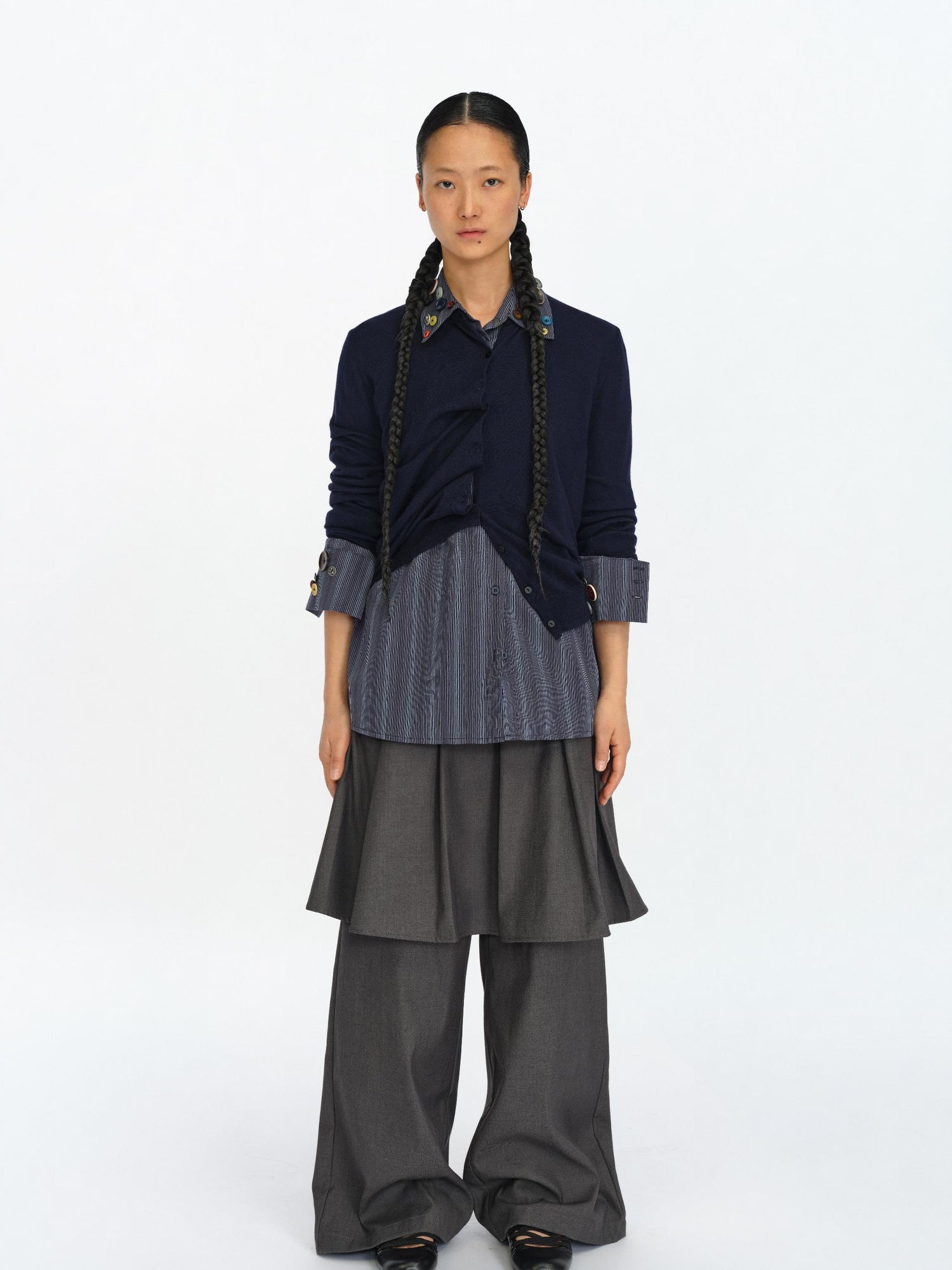 oinimi Fun Striped Button Down Shirt With Multiple Buttons