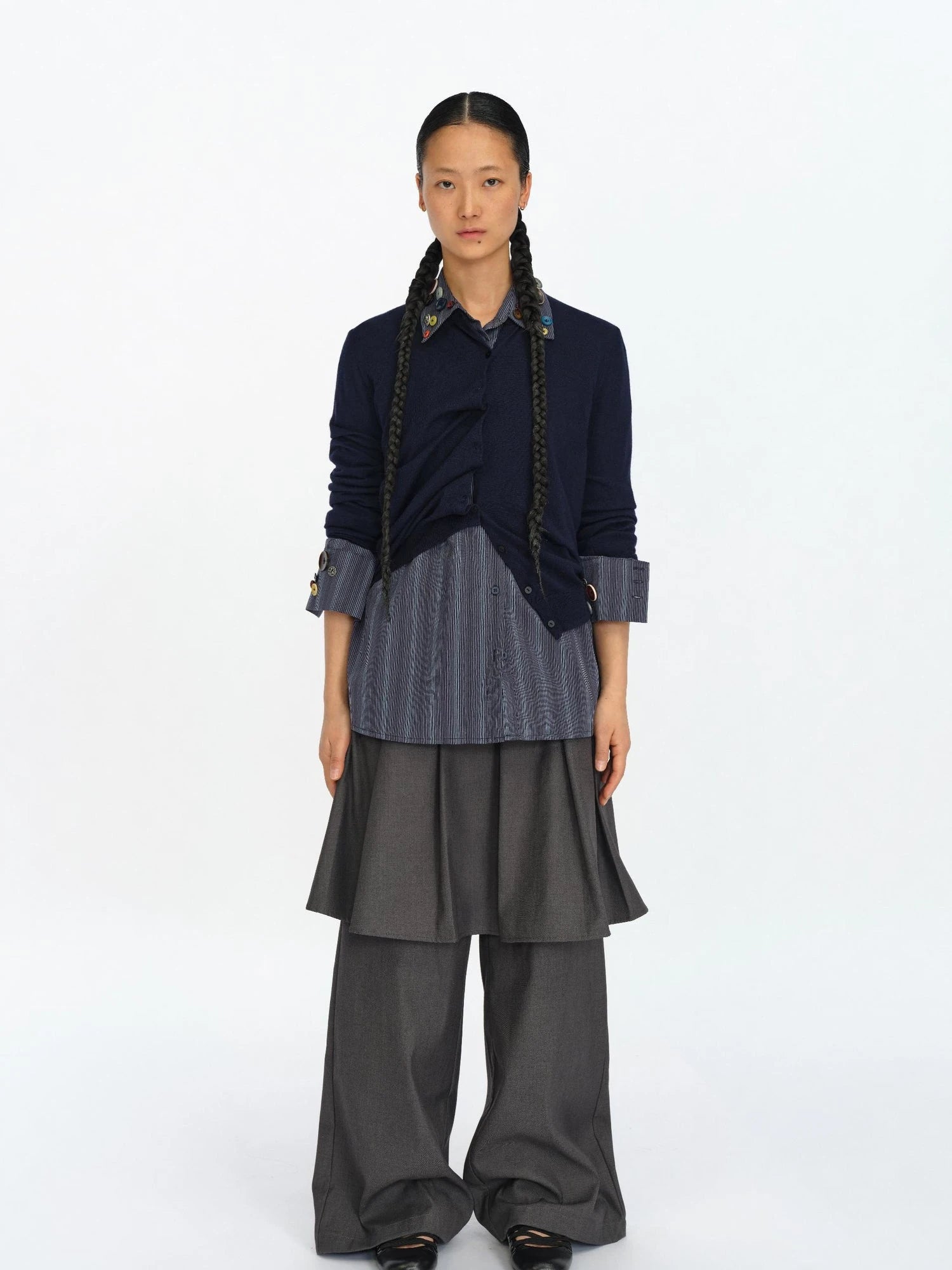 Fun Striped Button Down Shirt With Multiple Buttons