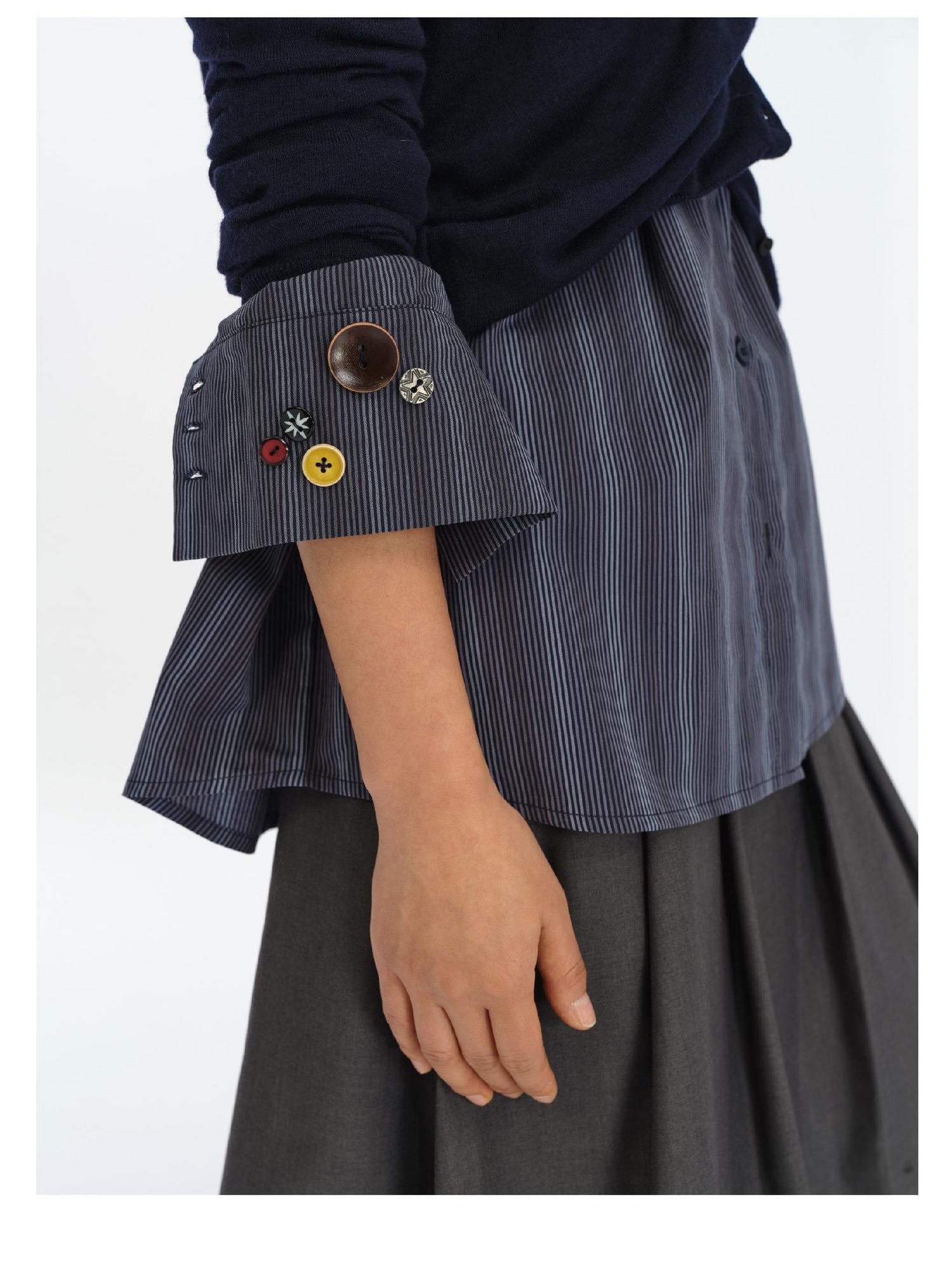oinimi Fun Striped Button Down Shirt With Multiple Buttons