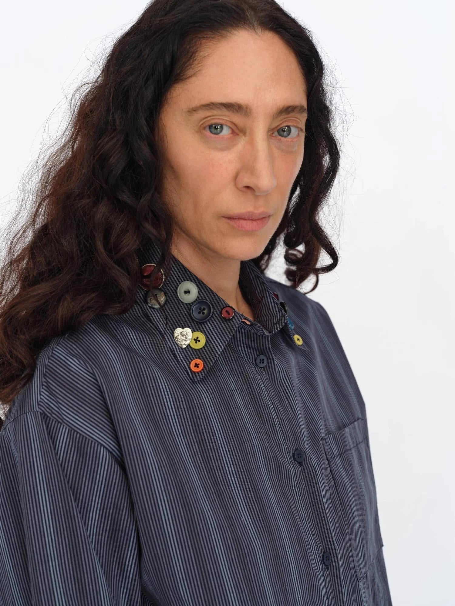 Fun Striped Button Down Shirt With Multiple Buttons