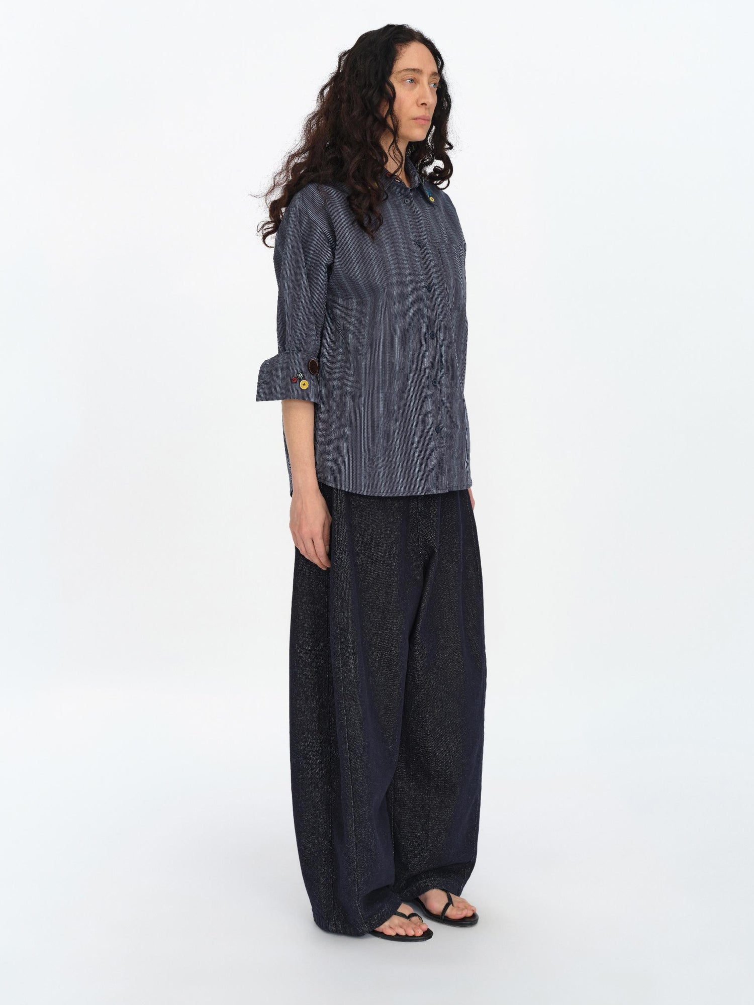oinimi Fun Striped Button Down Shirt With Multiple Buttons