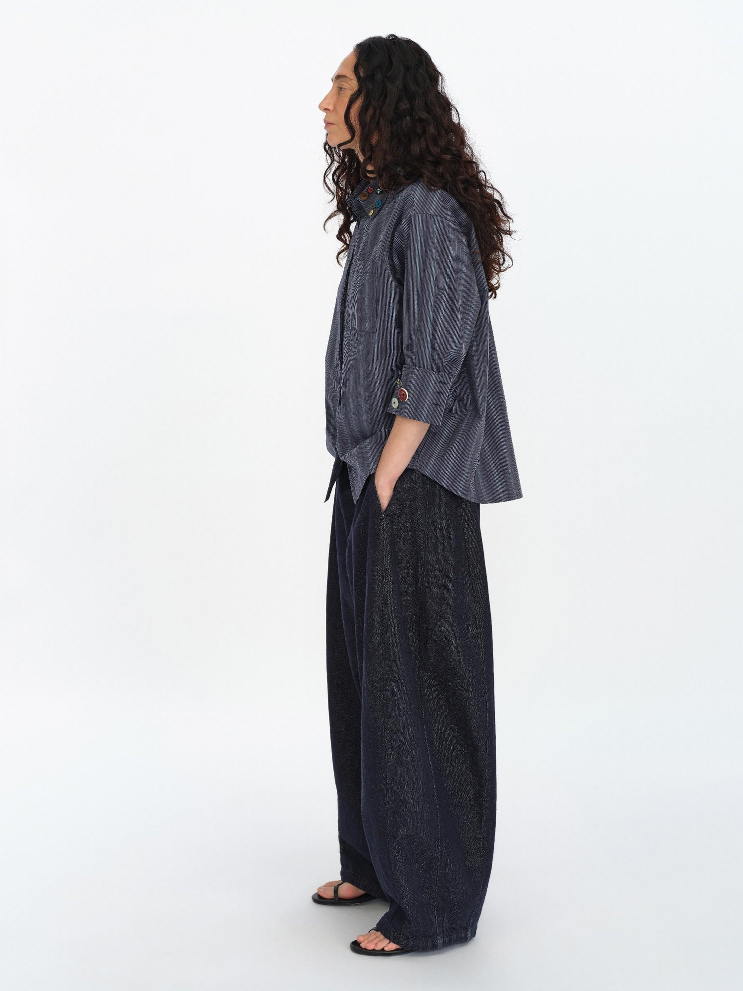 oinimi Fun Striped Button Down Shirt With Multiple Buttons