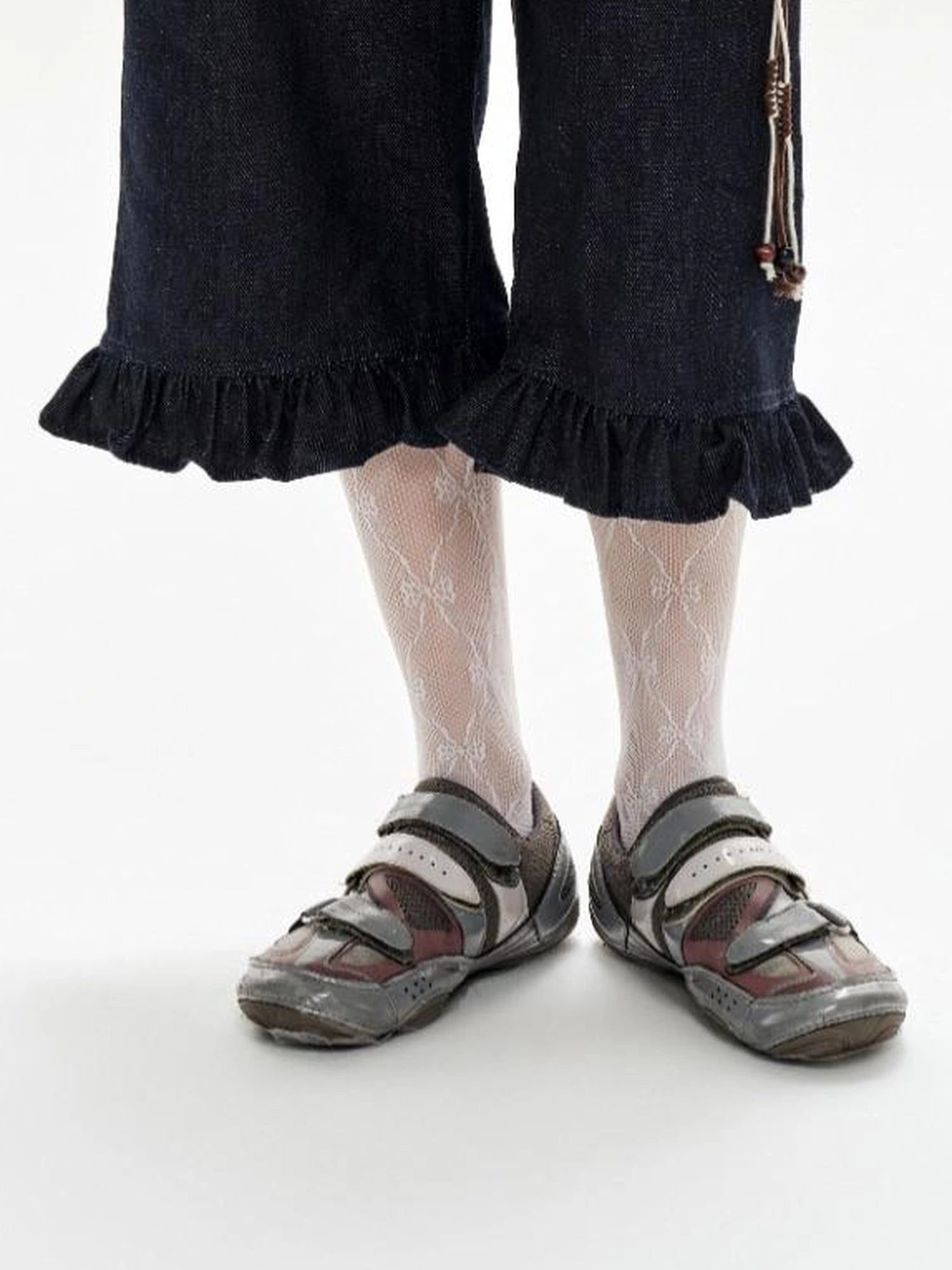 Gray Stripe Crewneck Tee With Tiger Embroidery