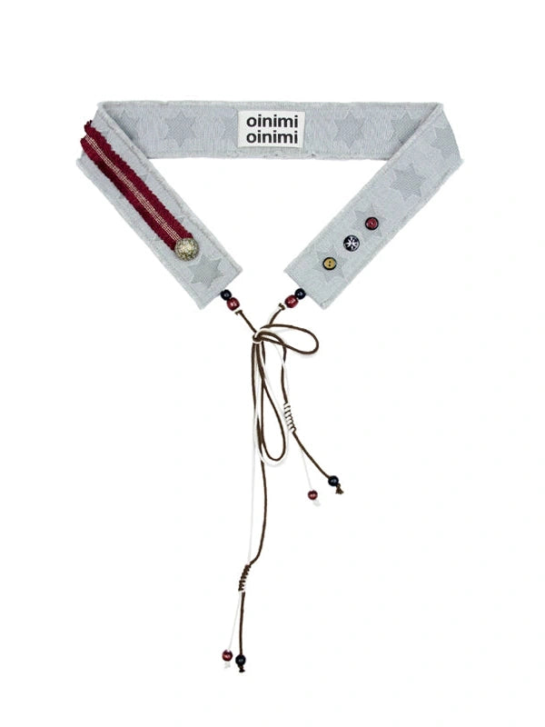 Green Star Contrast Belt With Lotus Buttons