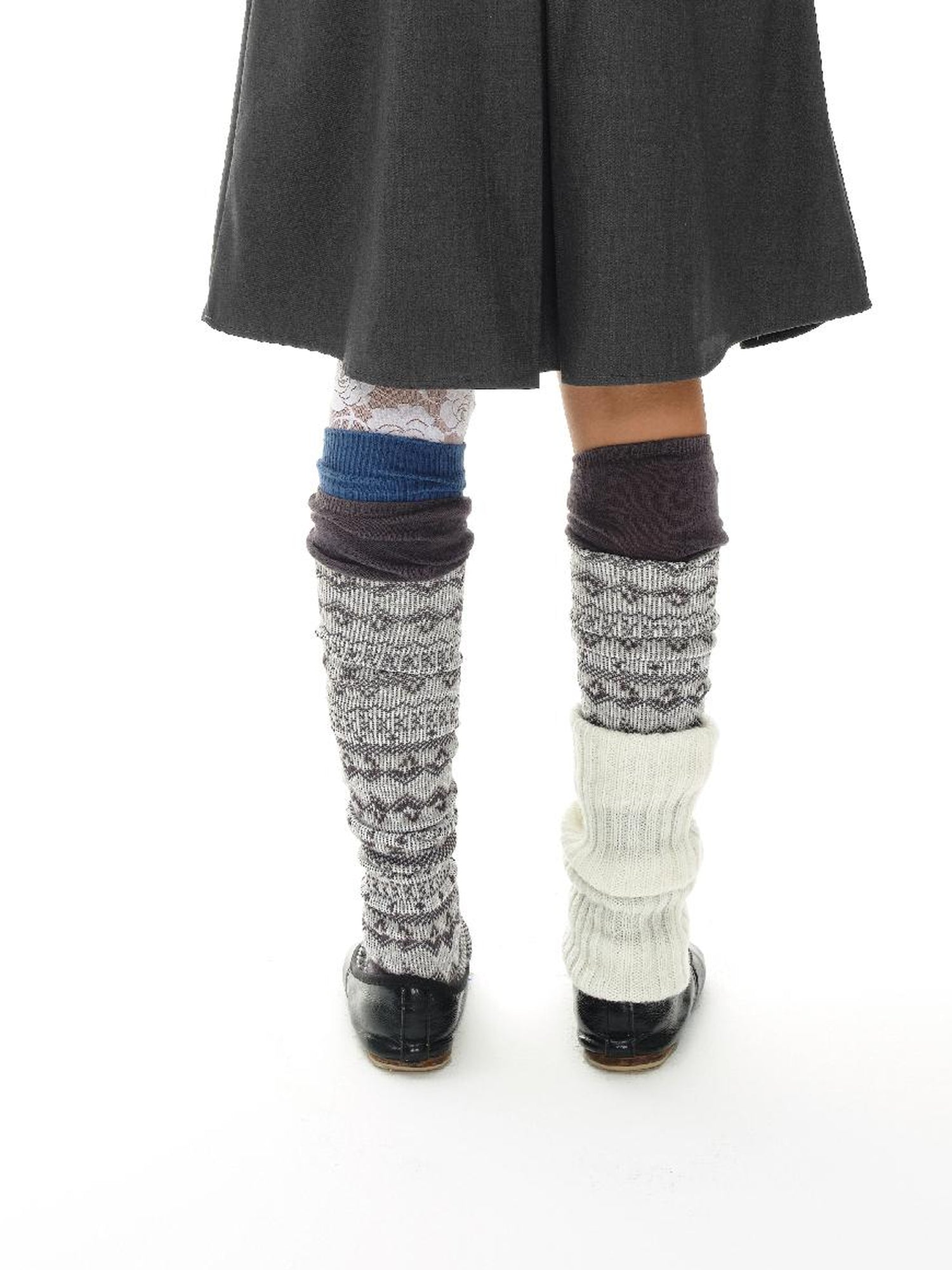 oinimi Grey Pleated Skirt With Double Layer Waistband
