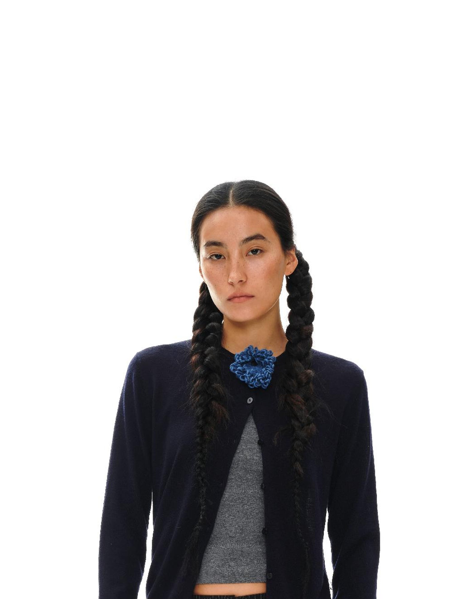 oinimi Grey Pleated Skirt With Double Layer Waistband