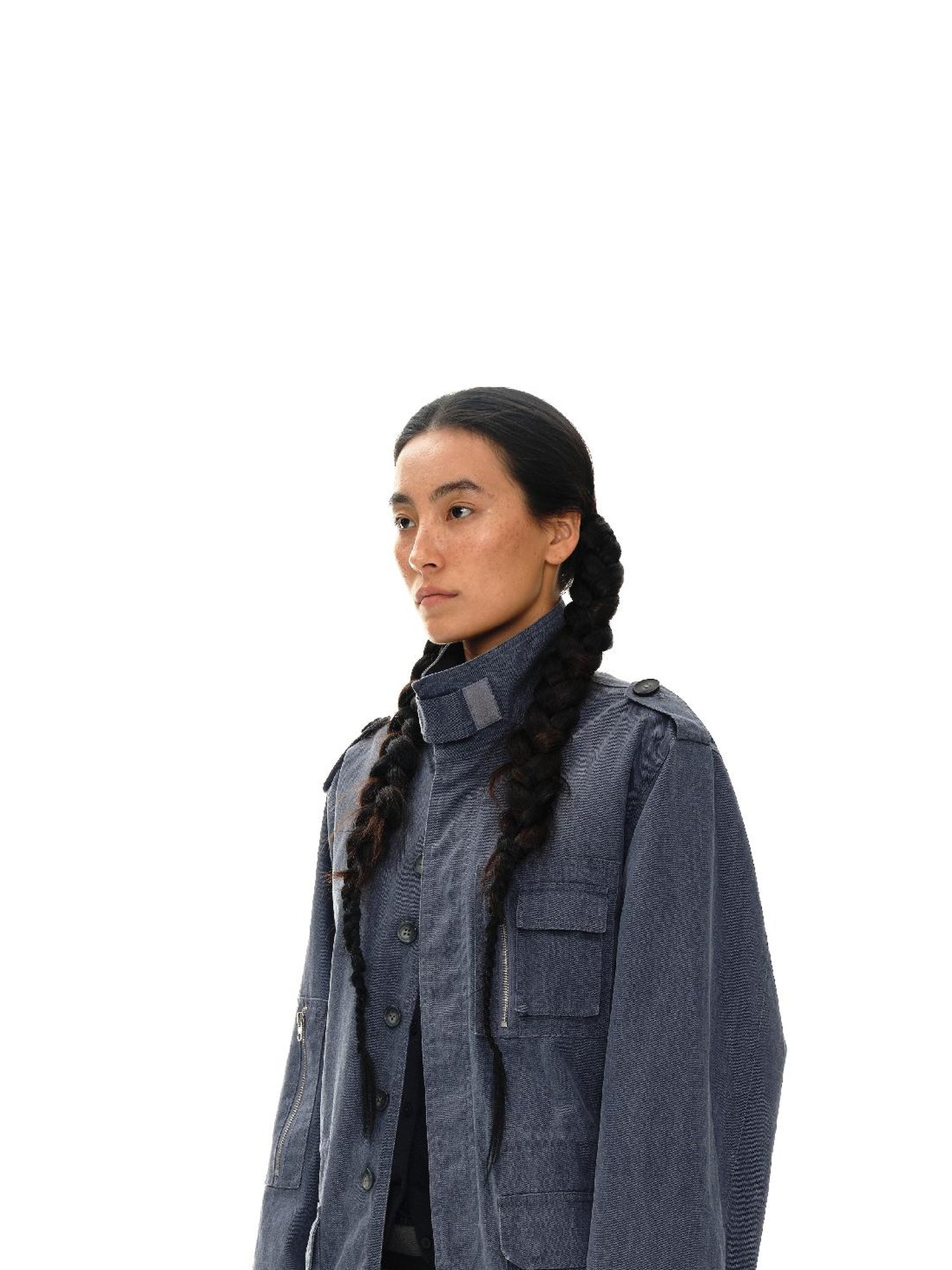 oinimi Grey Pleated Skirt With Double Layer Waistband