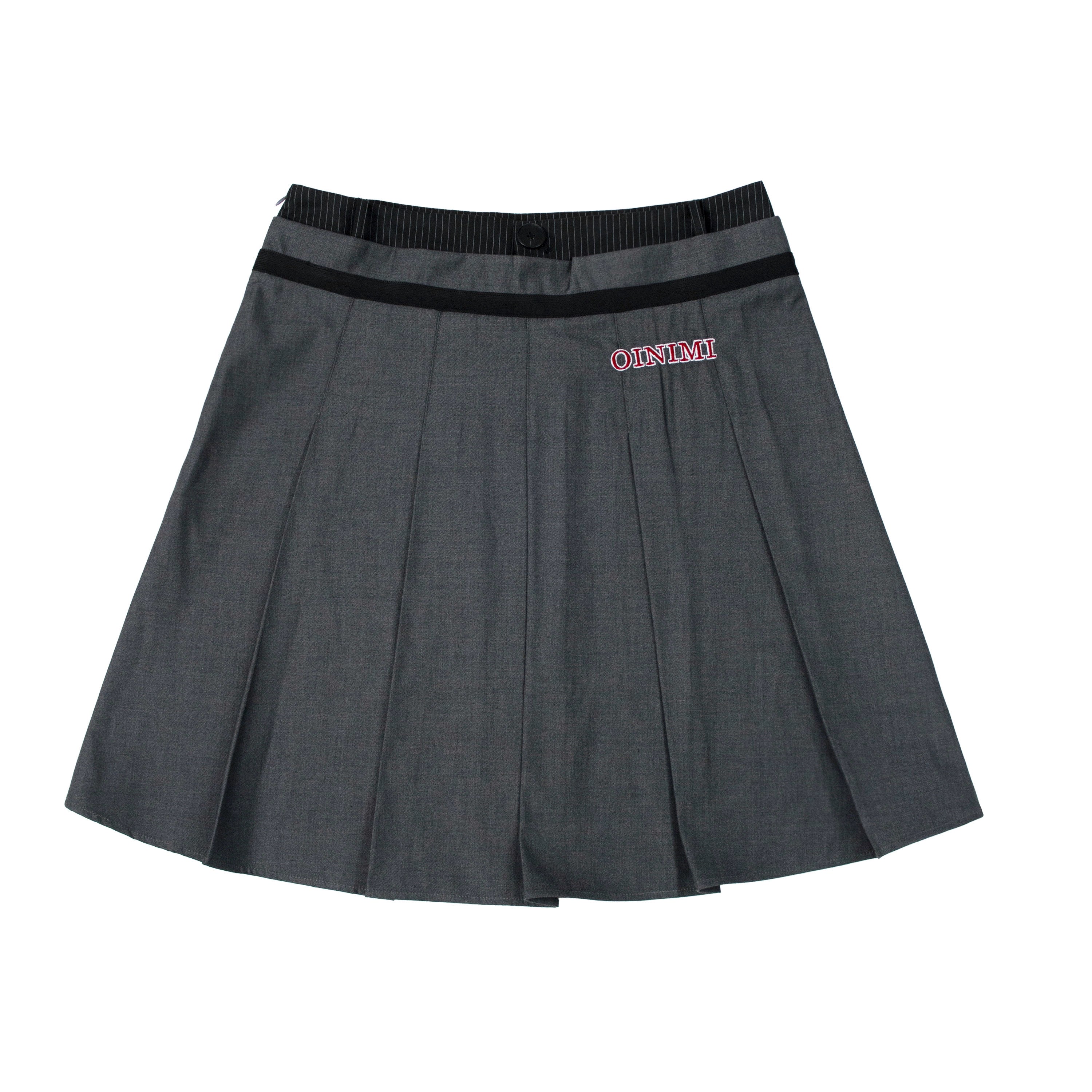 oinimi_Grey_Pleated_Skirt_With_Double_Layer_Waistband_MISSTT