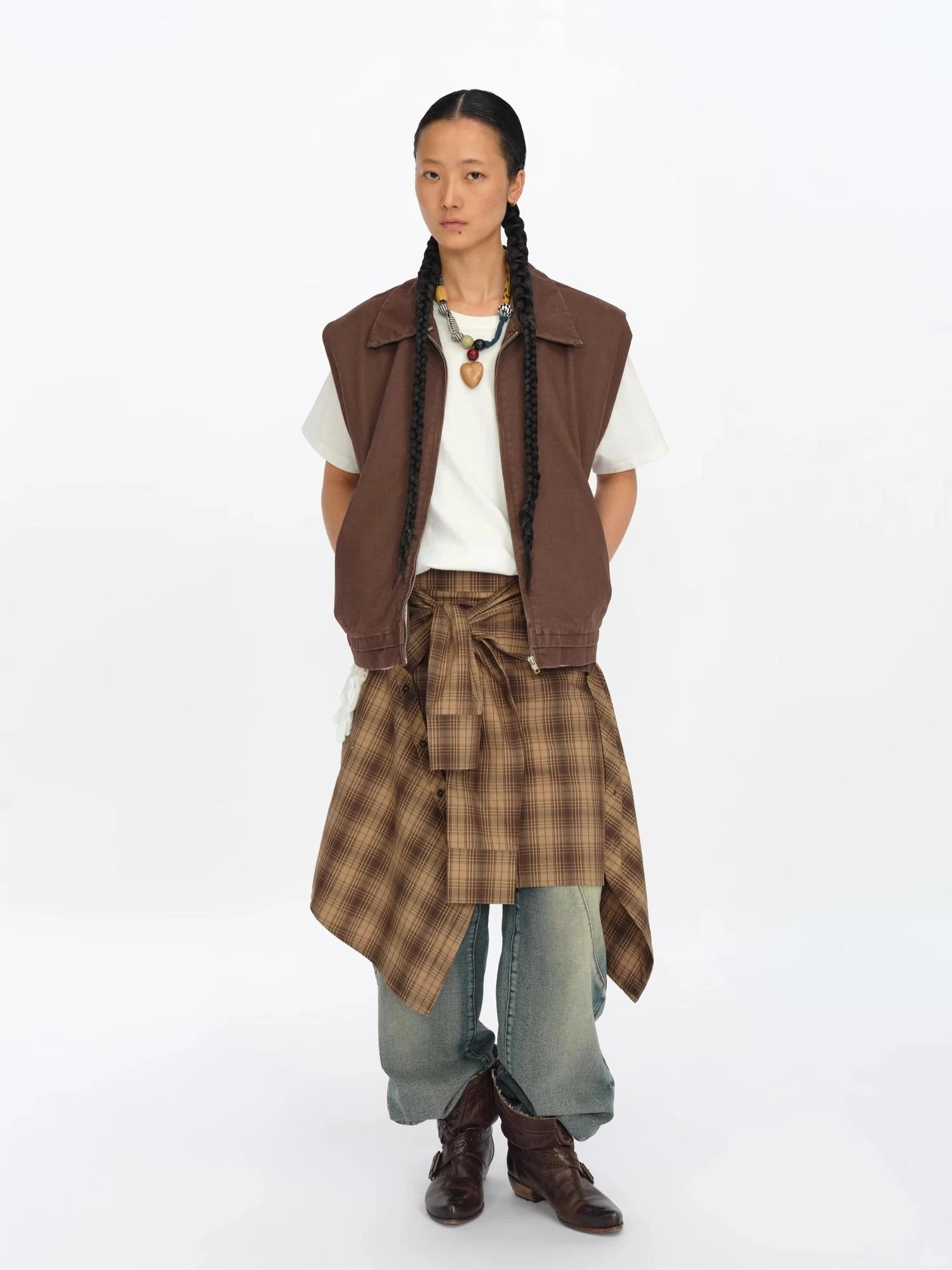 Handmade Patchwork Wood Heart Pendant Adjustable Necklace