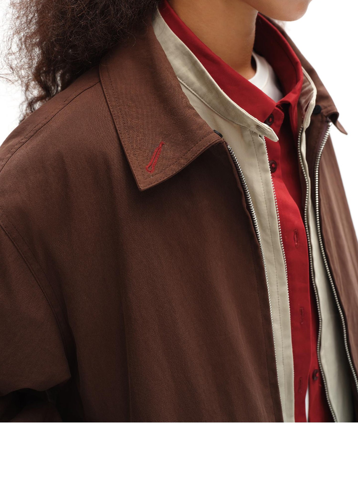 oinimi Harrington Jacket With Detachable Fur Collar And Multi Placket