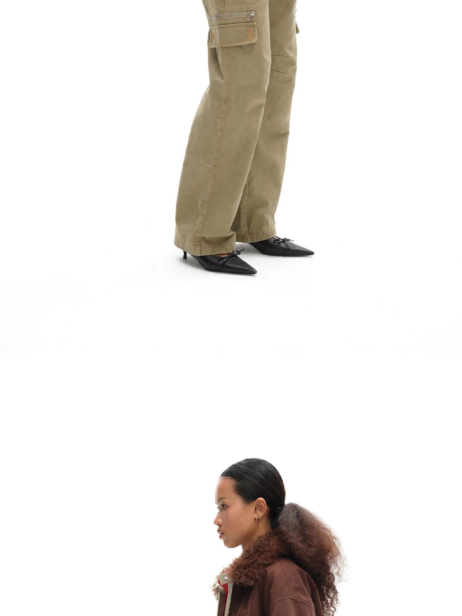 Harrington Jacket With Detachable Fur Collar And Multi Placket