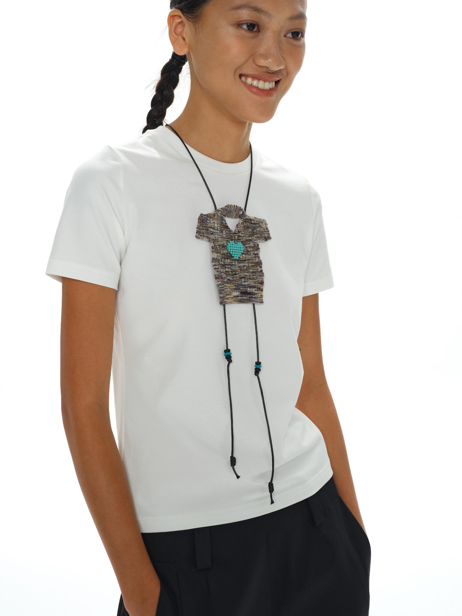 oinimi Heartfelt Beaded Sweater Chain Necklace