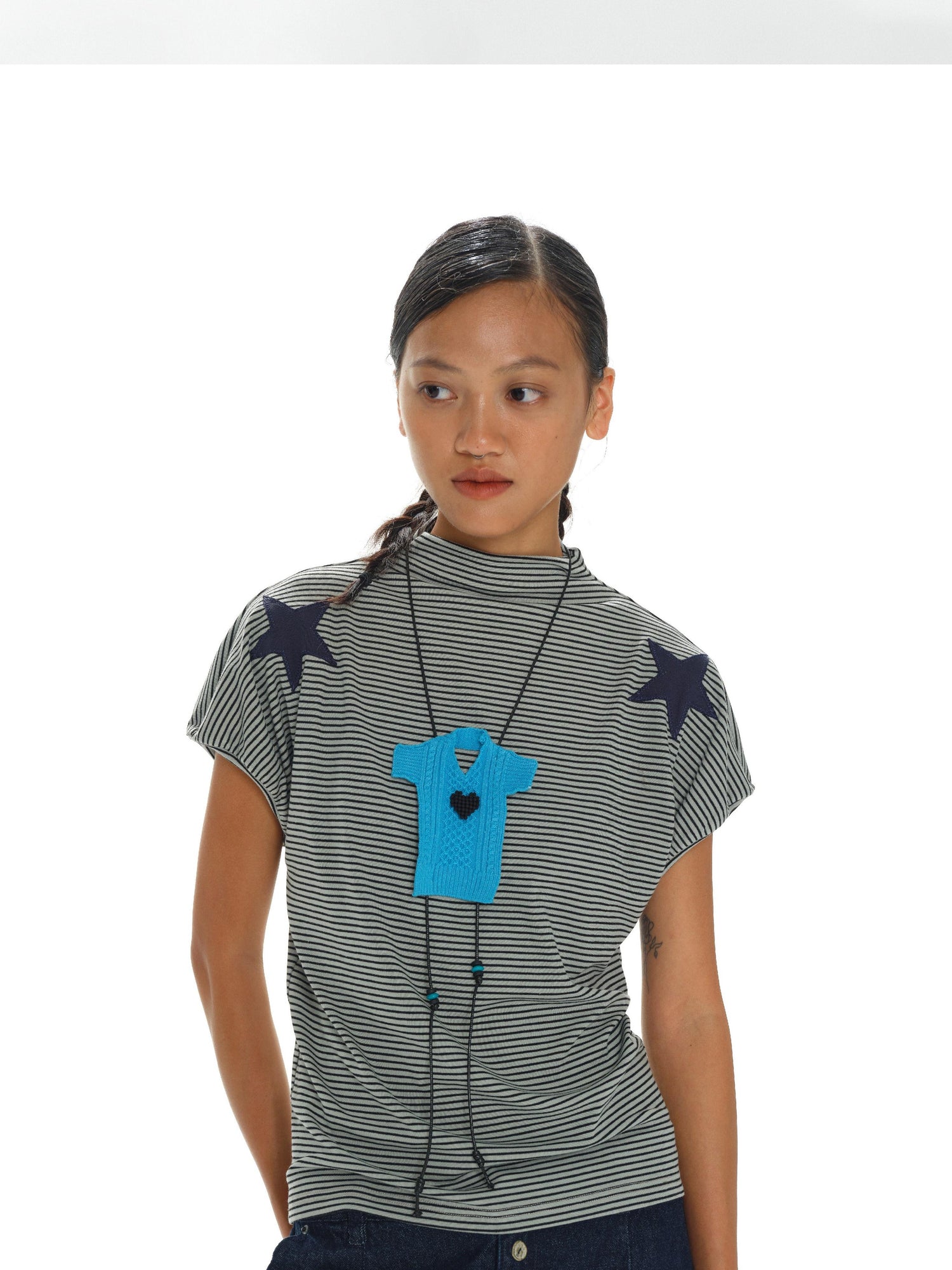 oinimi Heartfelt Beaded Sweater Chain Necklace