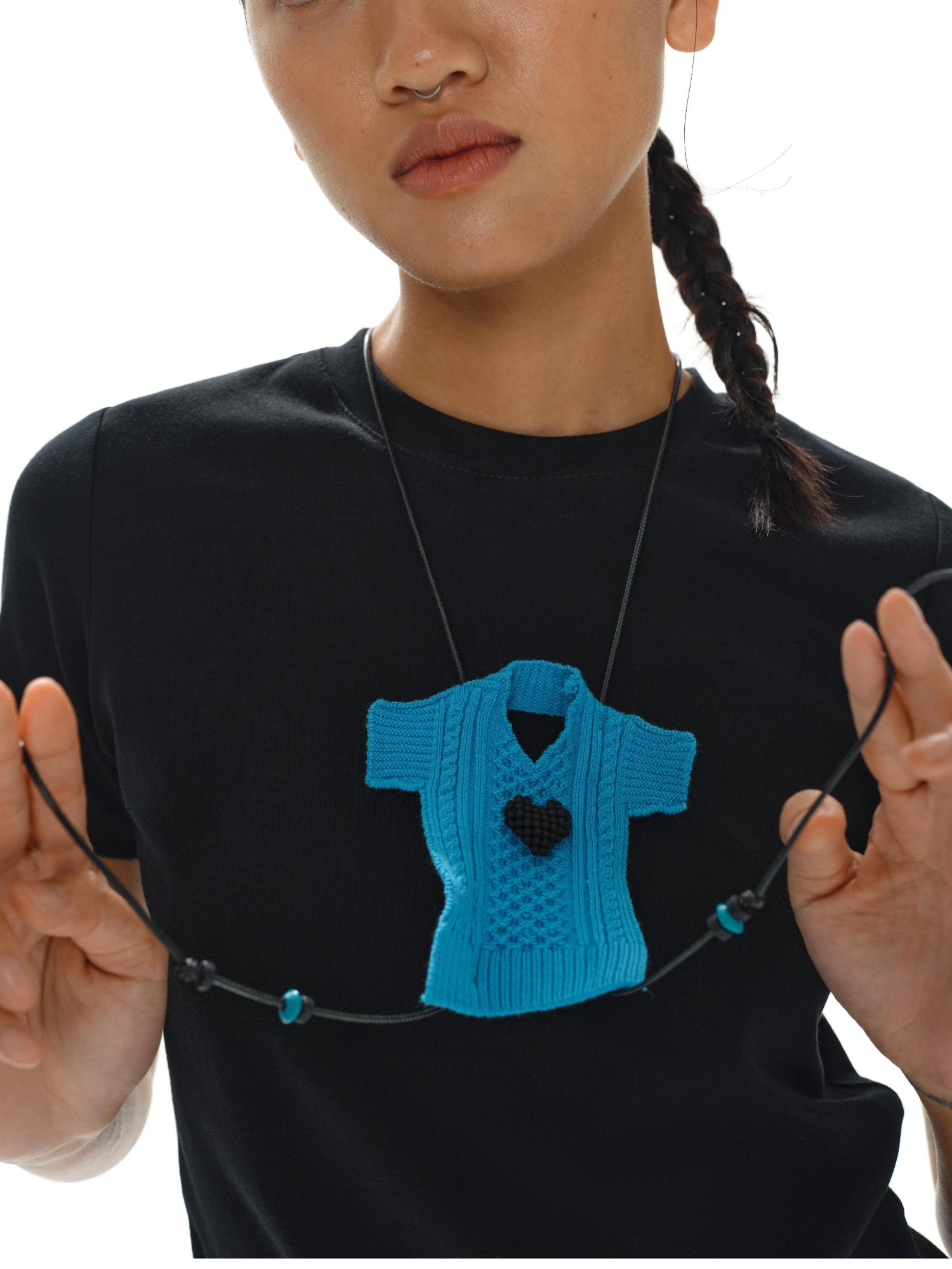 oinimi Heartfelt Beaded Sweater Chain Necklace