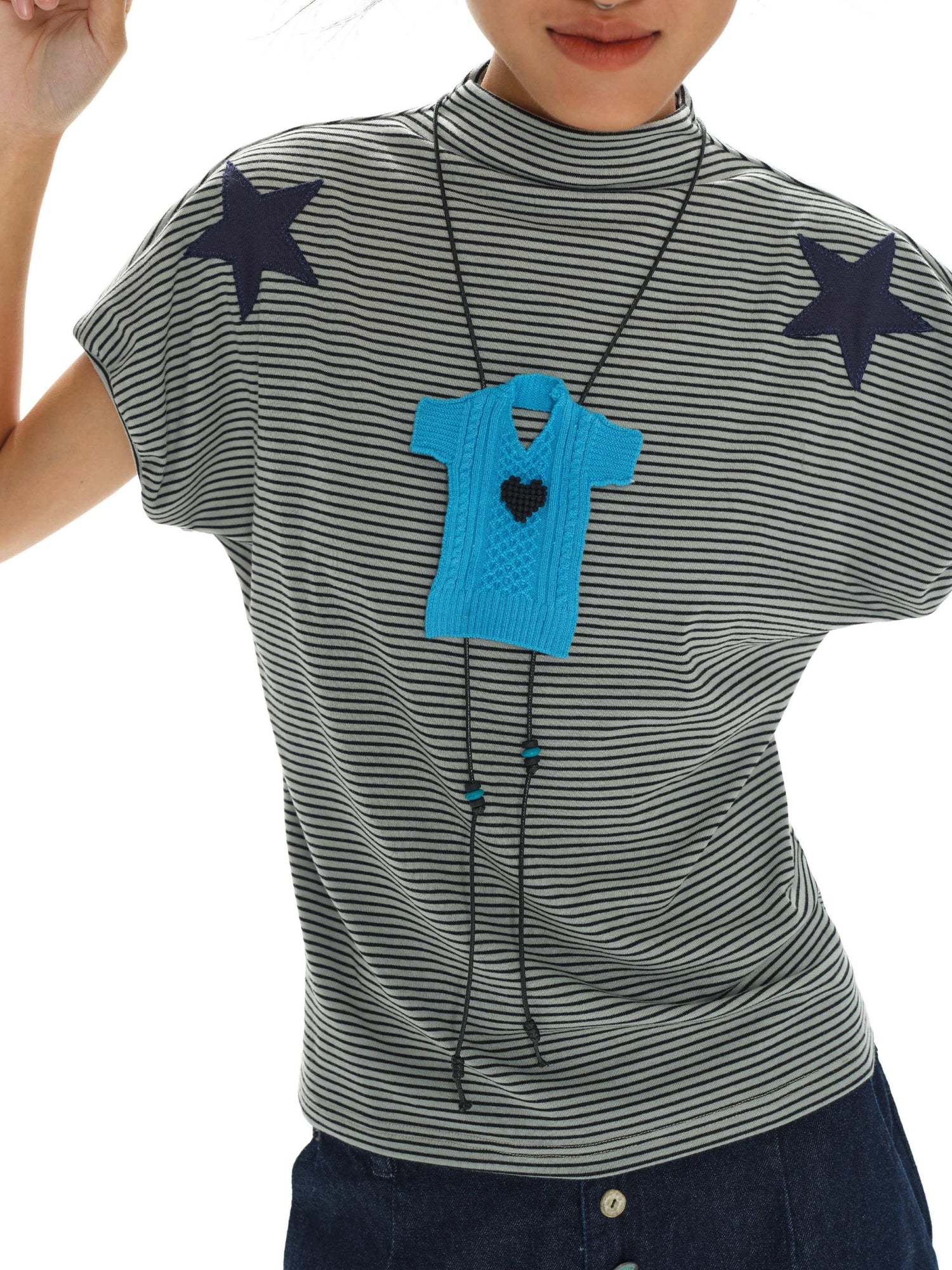 oinimi Heartfelt Beaded Sweater Chain Necklace