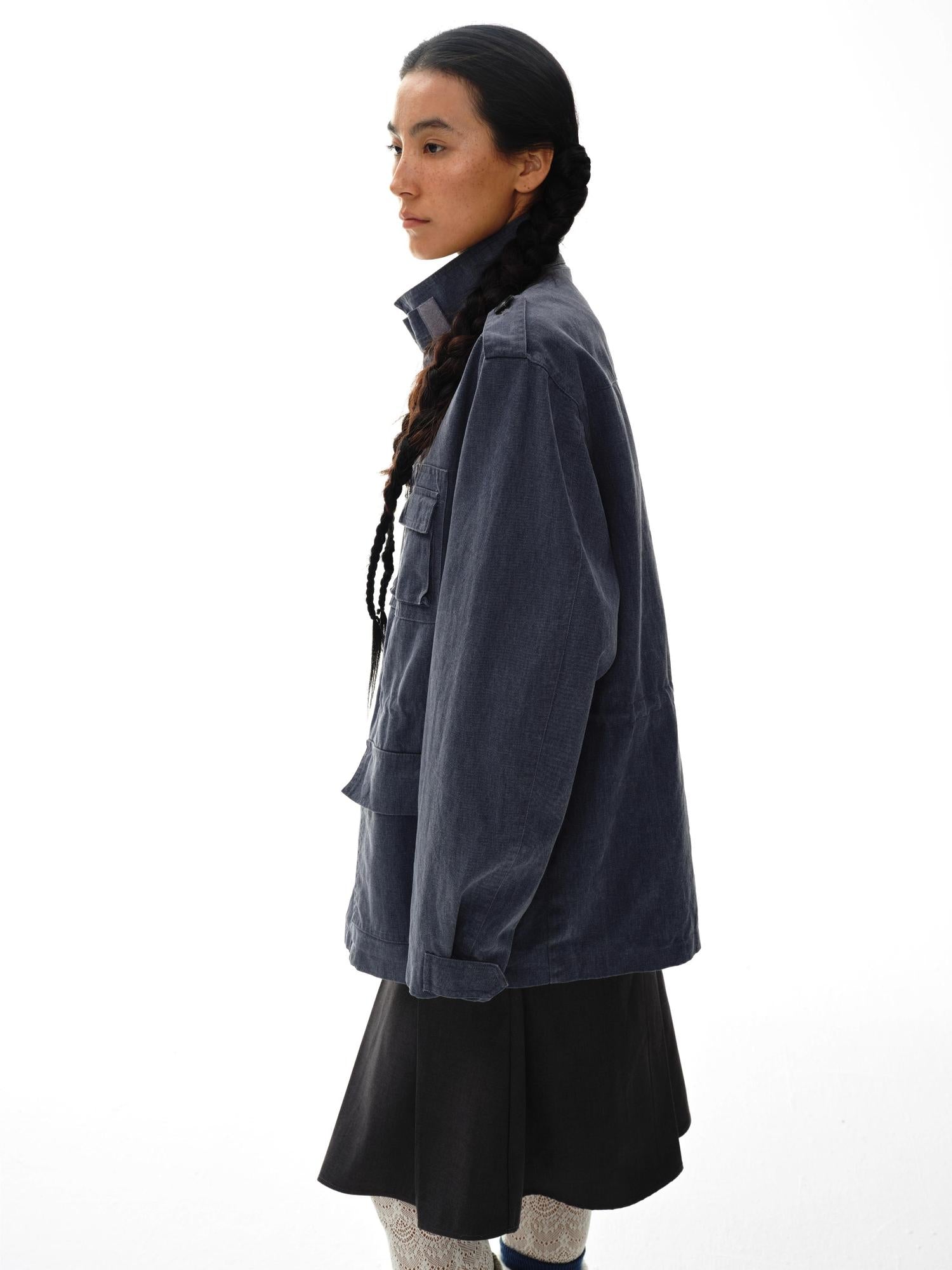 oinimi Heavy Washed Vintage Utility Jacket Parka Casual Outerwear