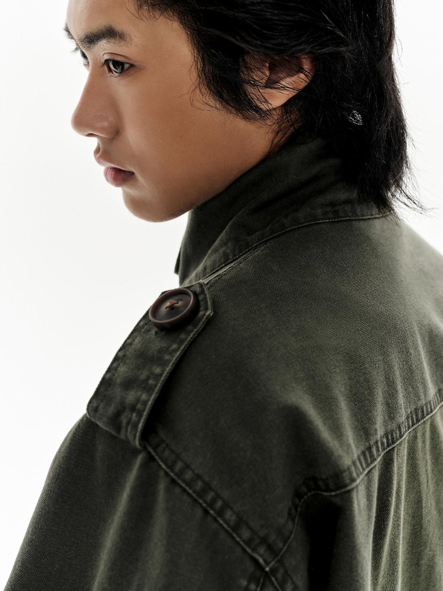 oinimi Heavy Washed Vintage Utility Jacket Parka Casual Outerwear