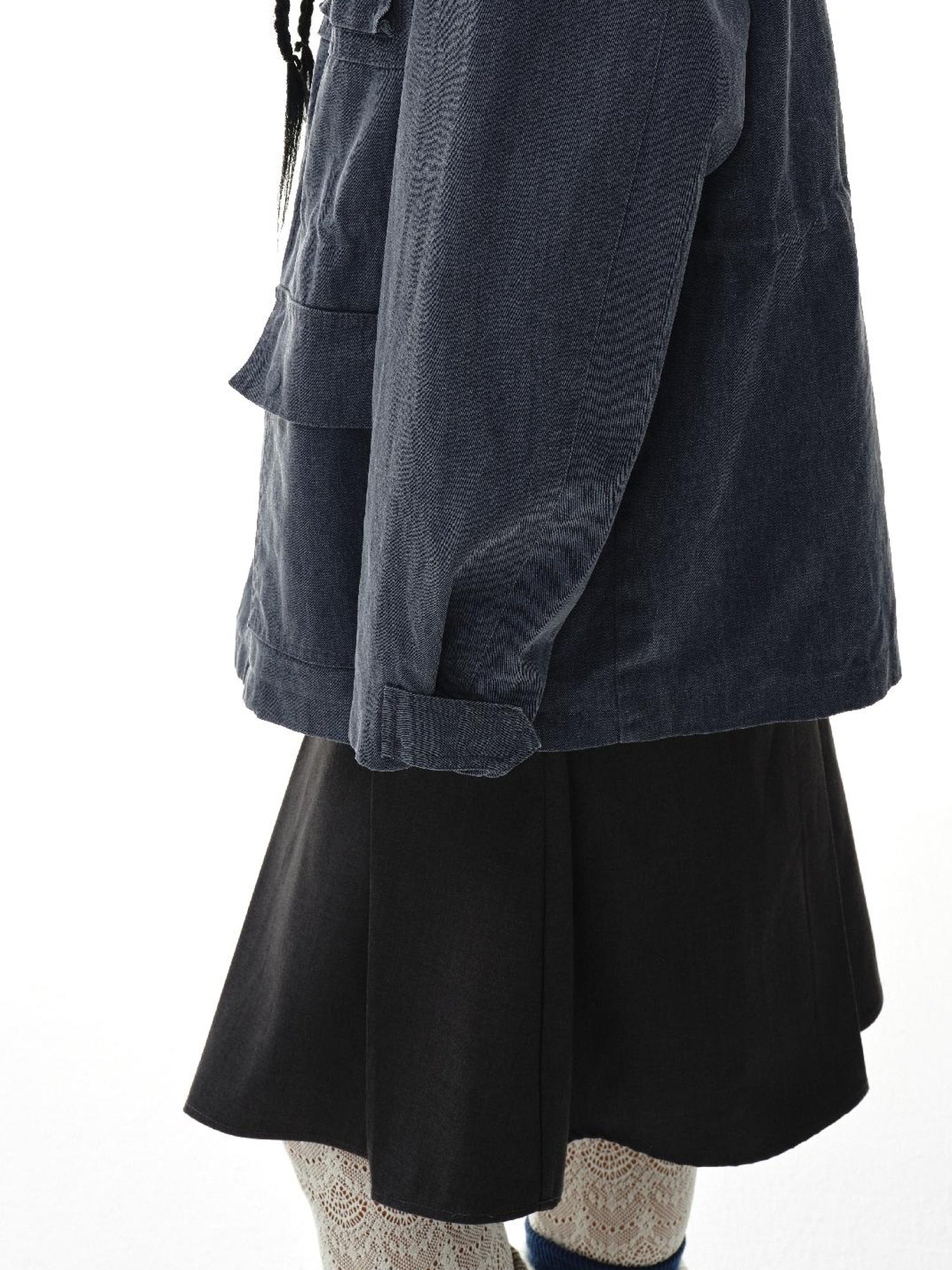 oinimi Heavy Washed Vintage Utility Jacket Parka Casual Outerwear