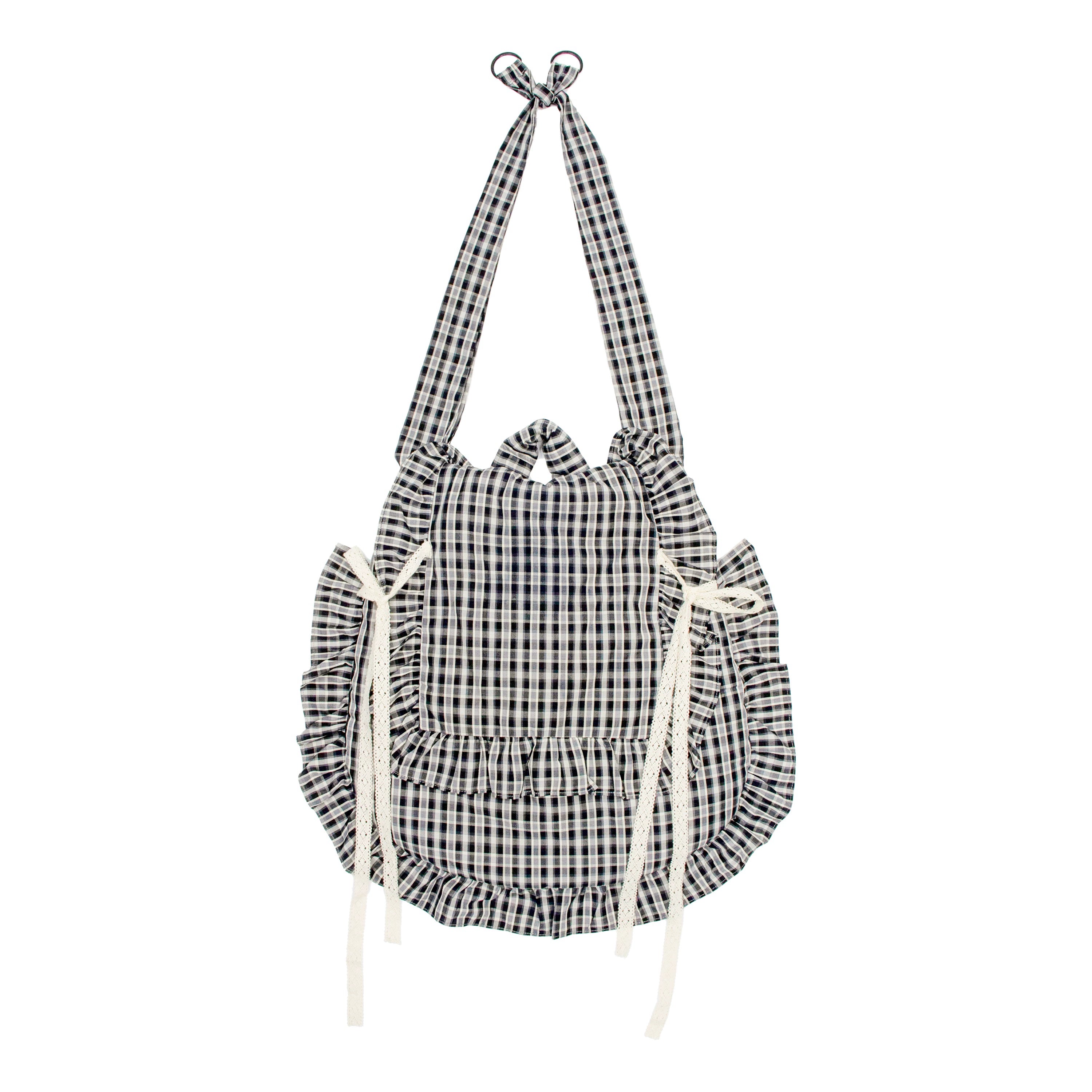 oinimi_Lace_Knotted_Checkered_Pillow_Bag_With_Fluffy_Cotton_Ruffle_Strap_MISSTT
