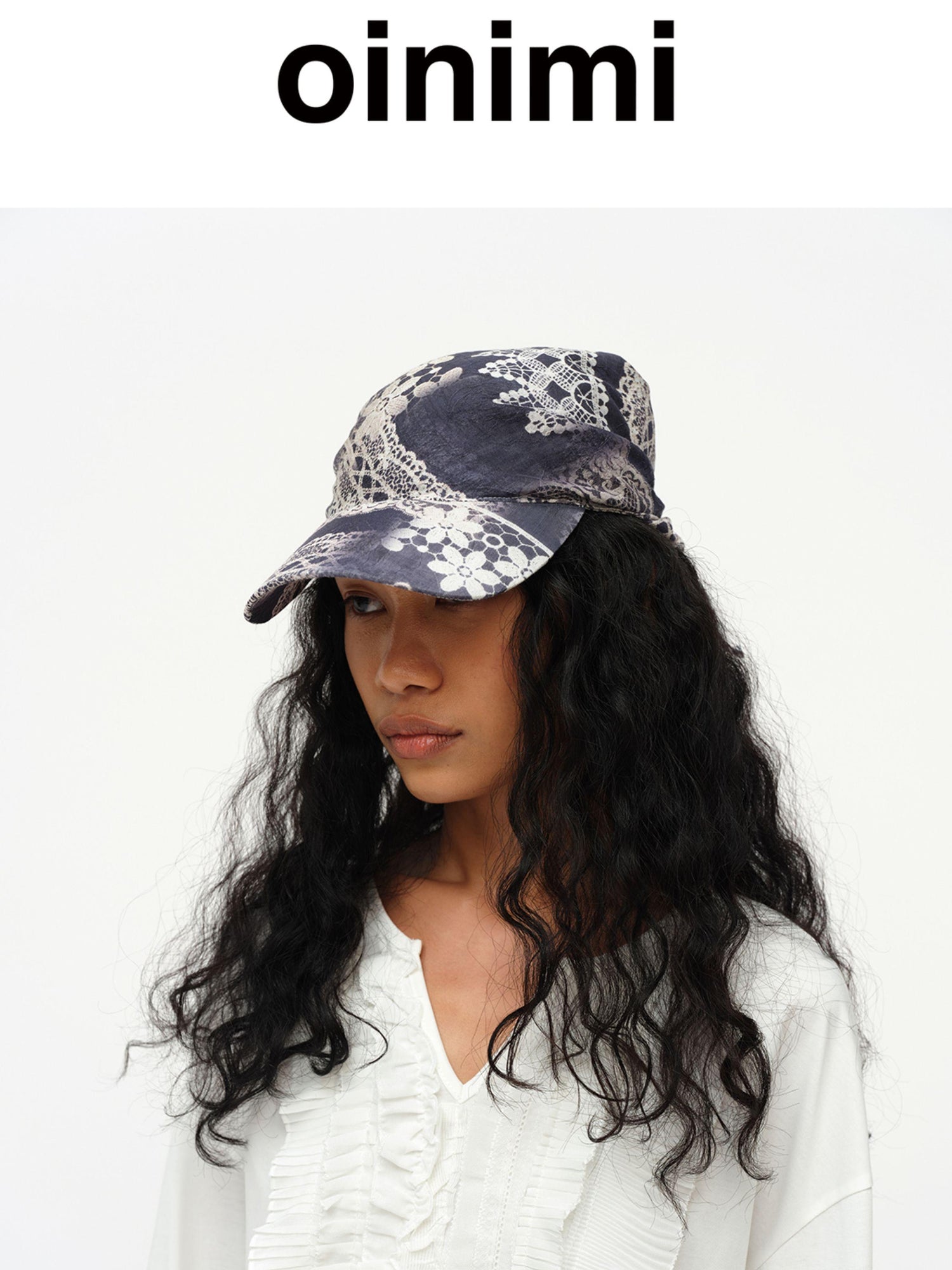 oinimi Lace Print Navy Teal Triangle Scarf Hat Adjustable Baseball Cap