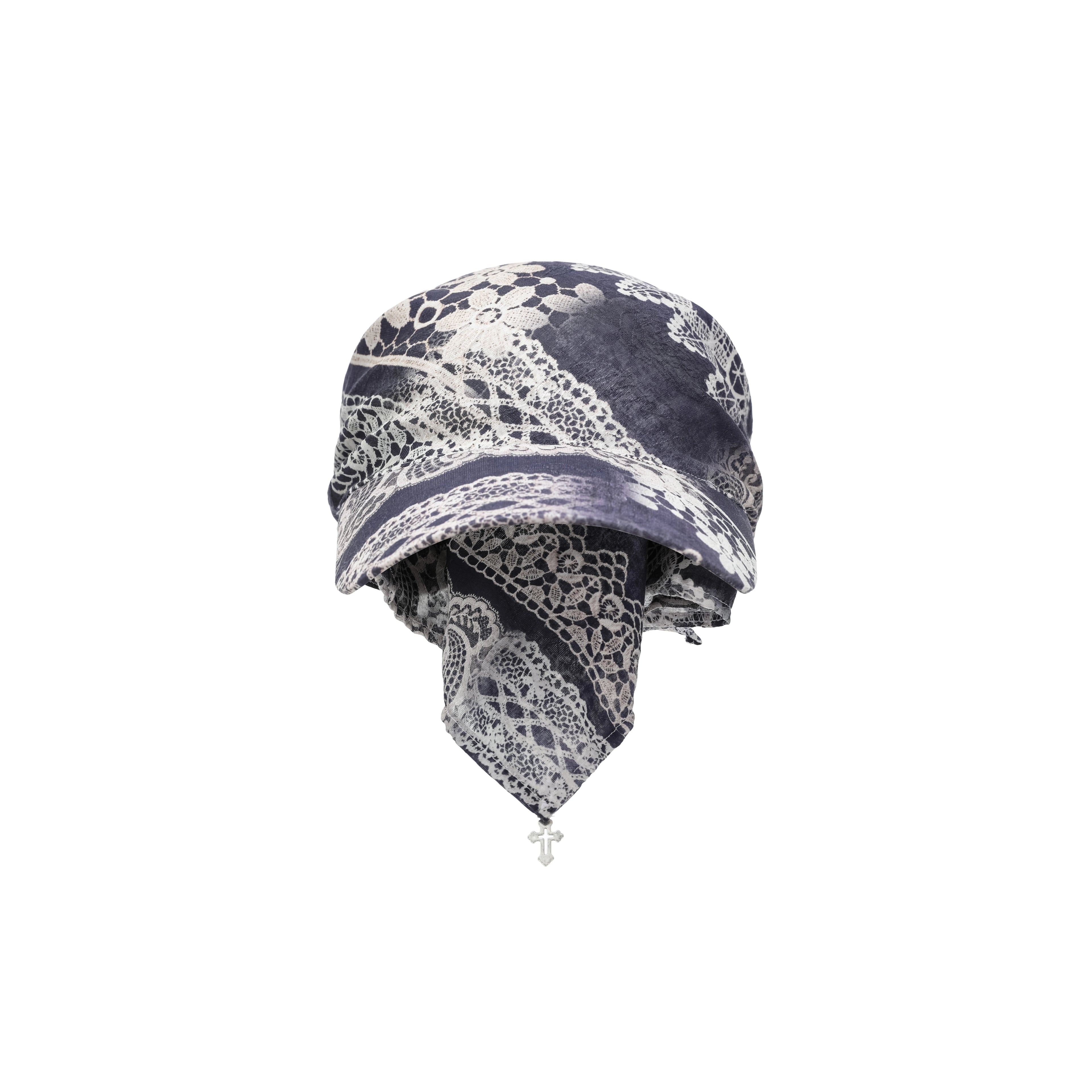 oinimi_Lace_Print_Navy_Teal_Triangle_Scarf_Hat_Adjustable_Baseball_Cap_MISSTT