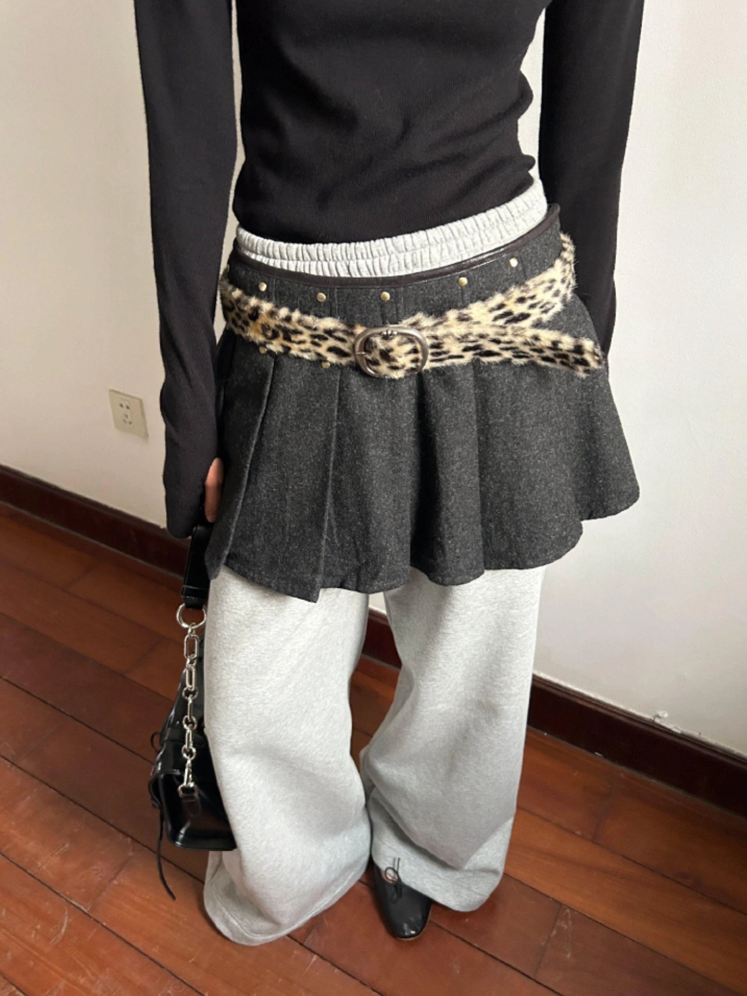 Leopard Print Gradient Faux Fur Belt