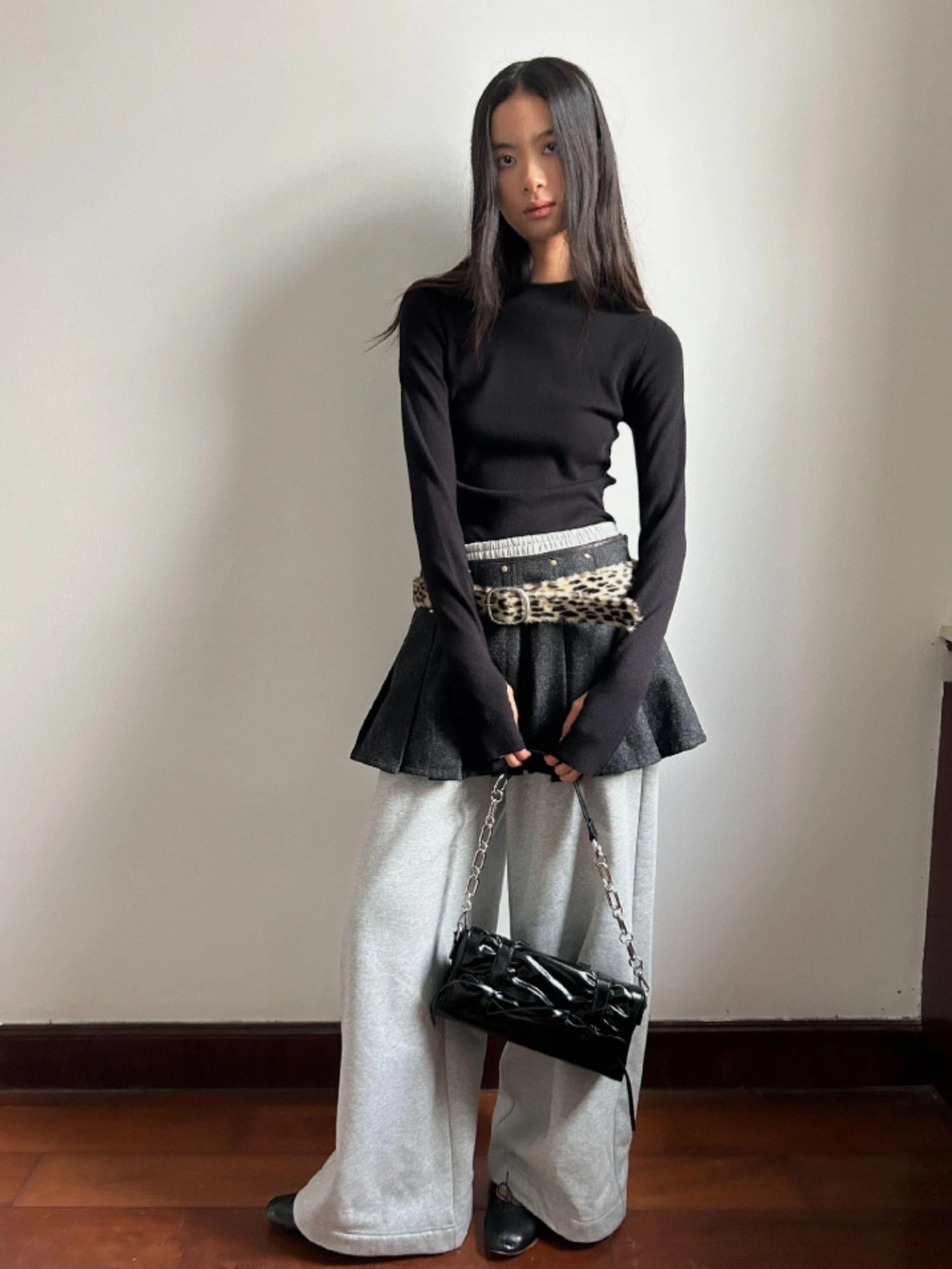 Leopard Print Gradient Faux Fur Belt