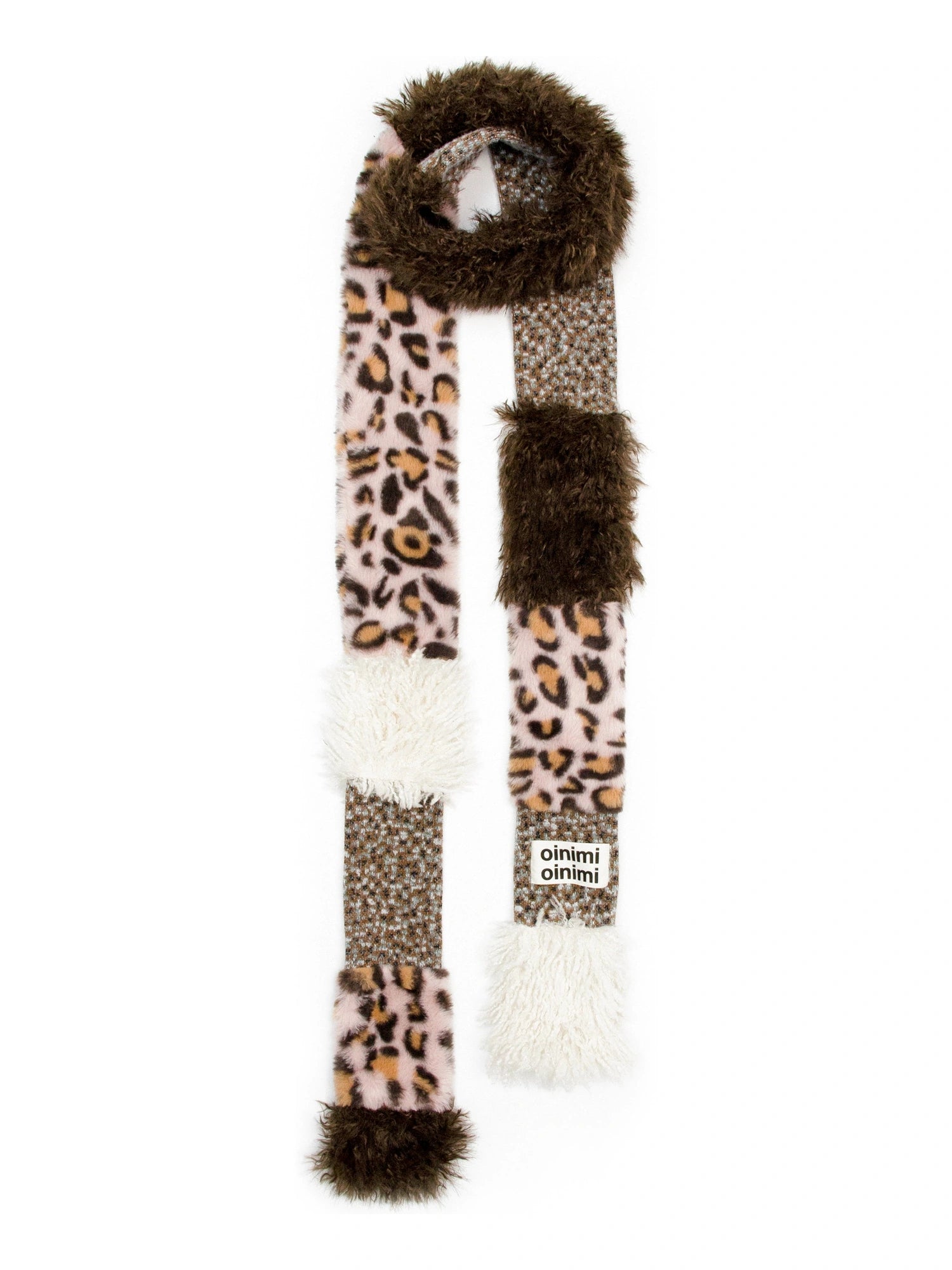 Leopard Print Knitted Faux Fur Long Scarf