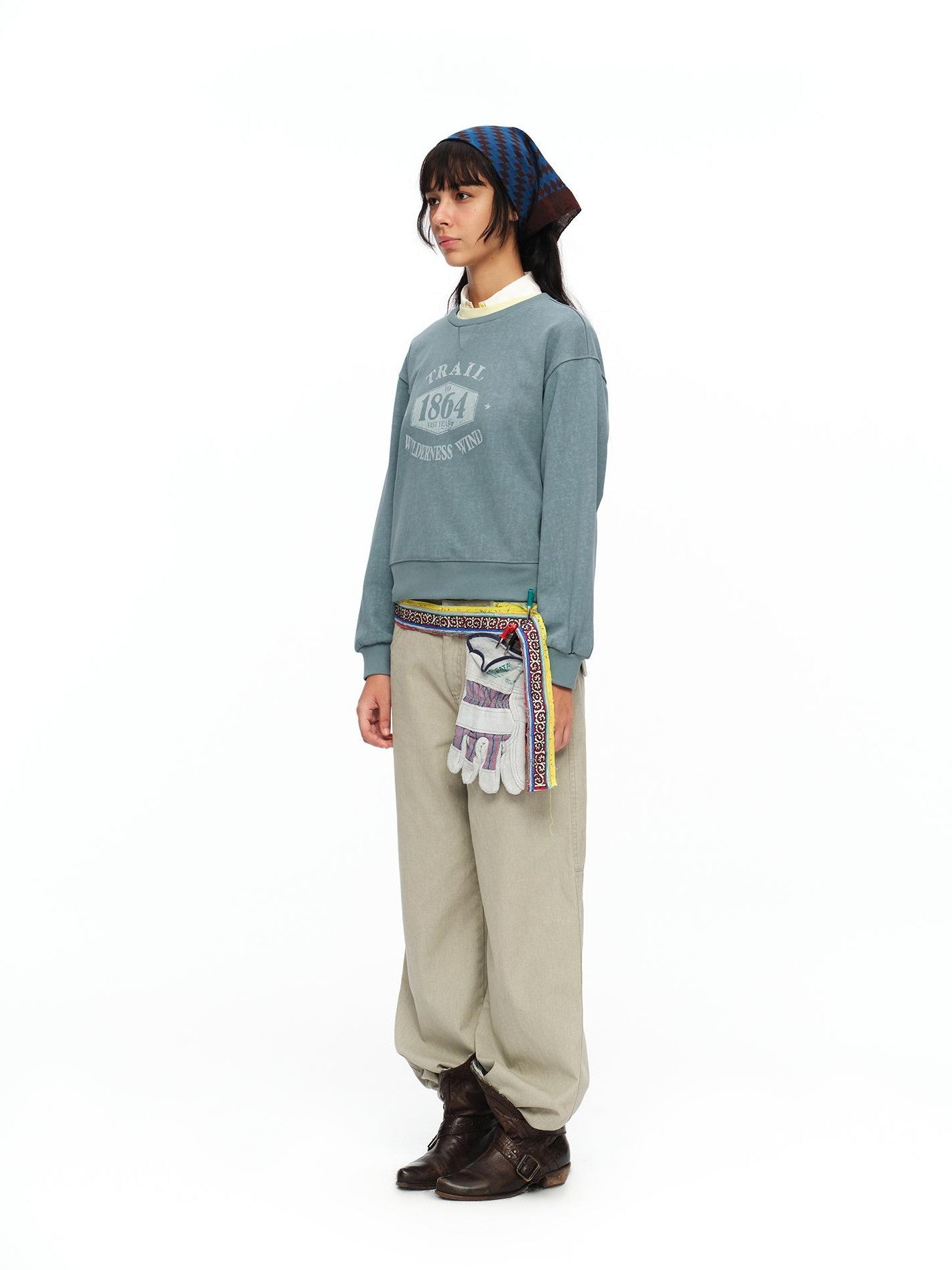 oinimi Light Khaki Classic Relaxed Workwear Mid Rise Women&