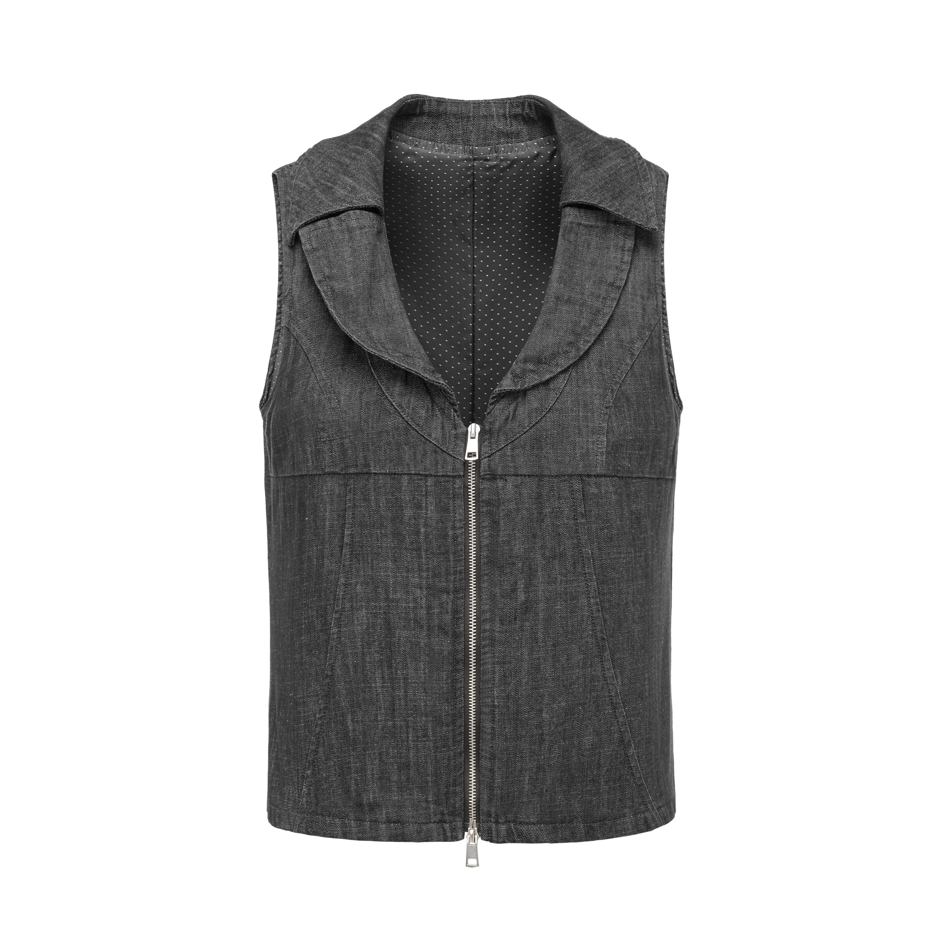 oinimi_Low_Cut_Denim_Vest_With_Open_Collar_In_Charcoal_Gray_MISSTT