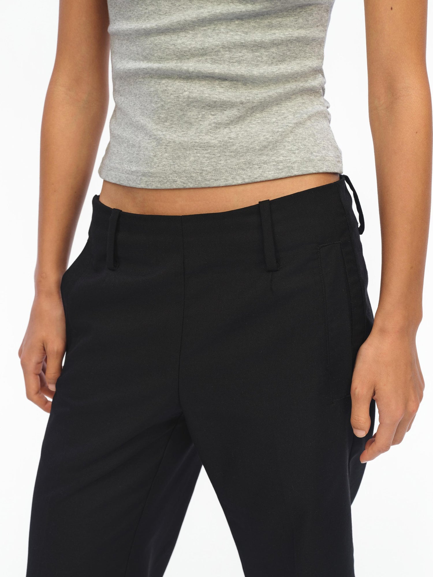 oinimi Low Rise 7 8 Flared Trousers In Slimming Black