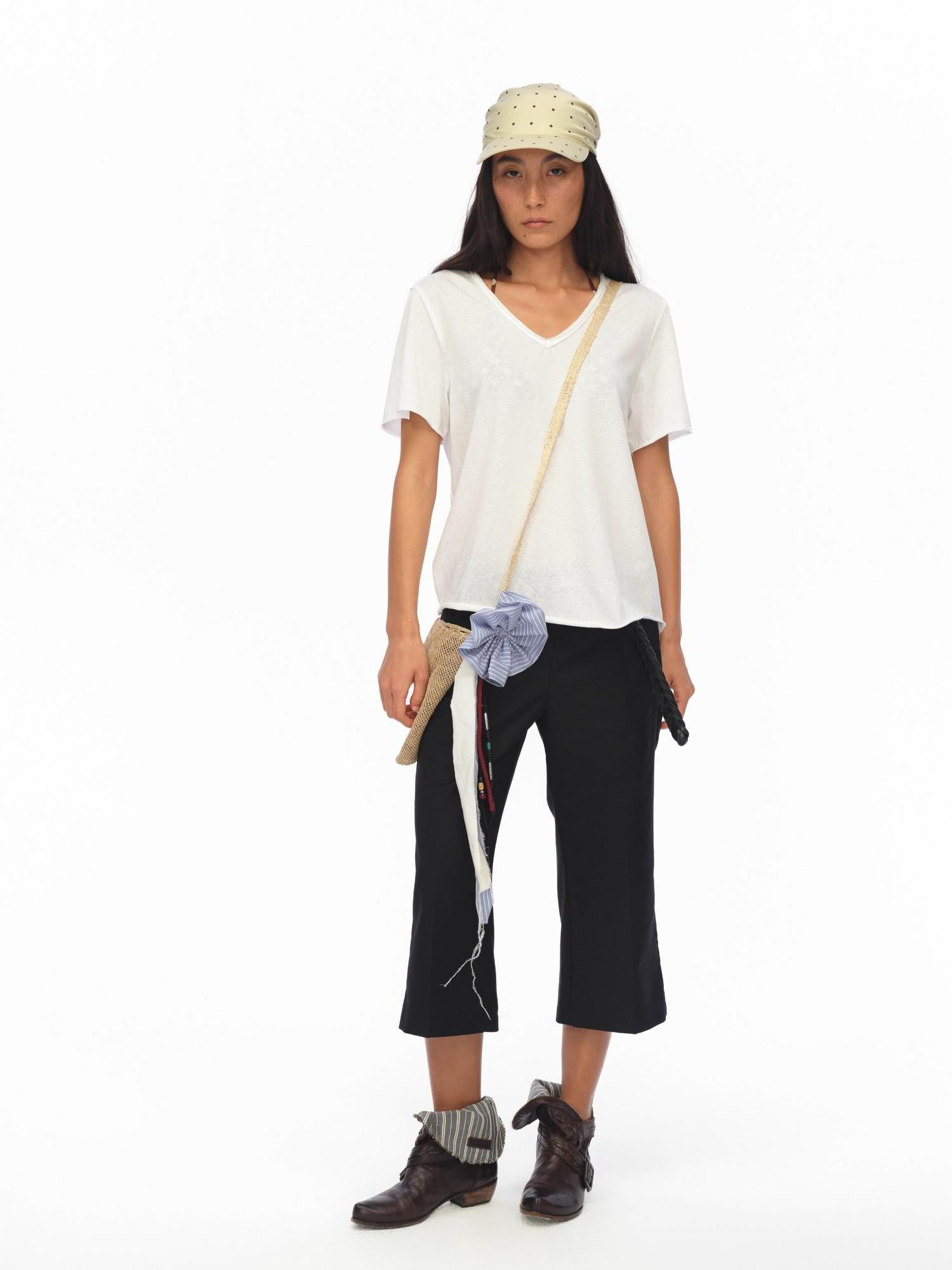 oinimi Low Rise 7 8 Flared Trousers In Slimming Black