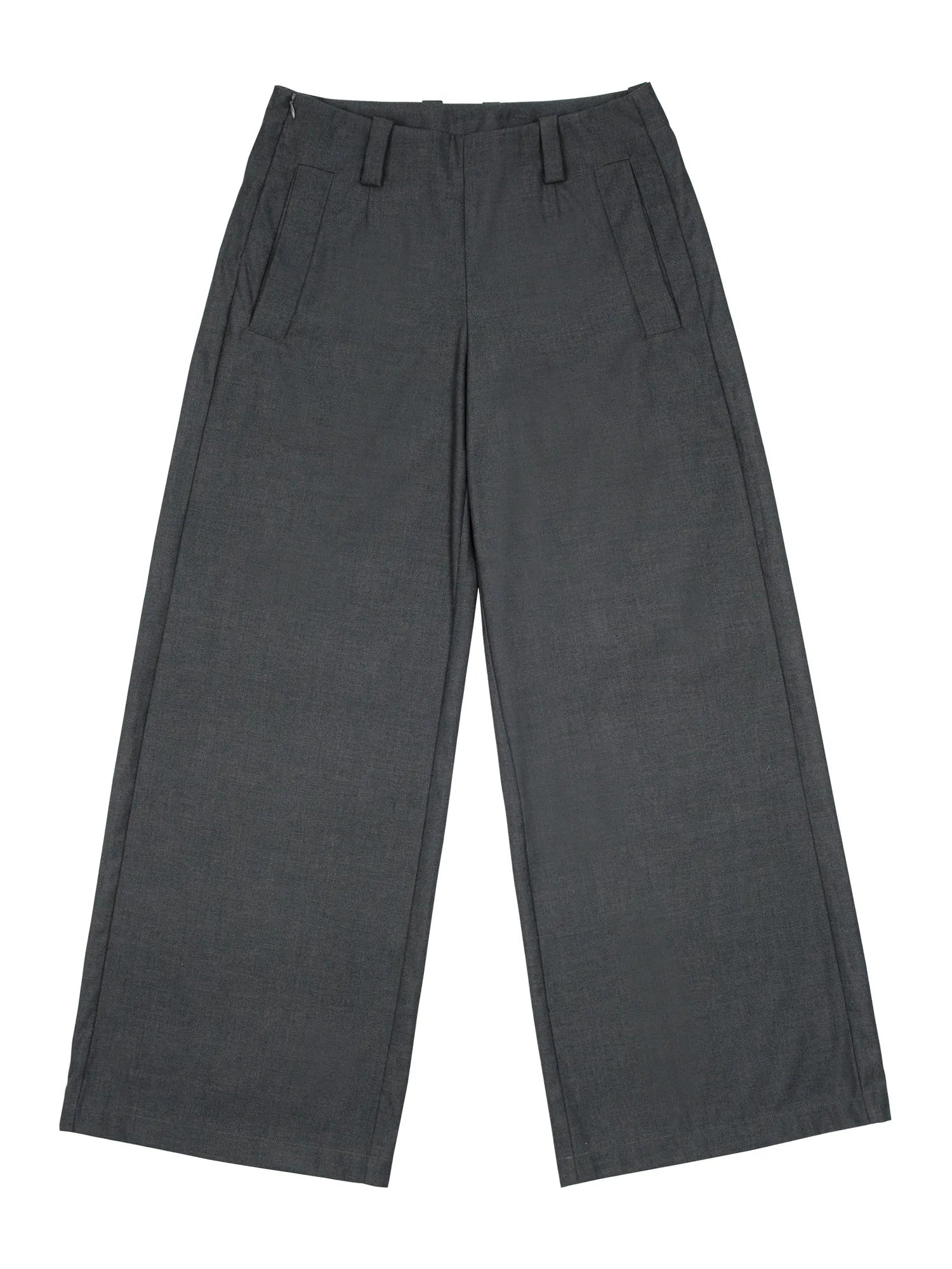 Low Waist Wide Leg Trousers In Black Charcoal