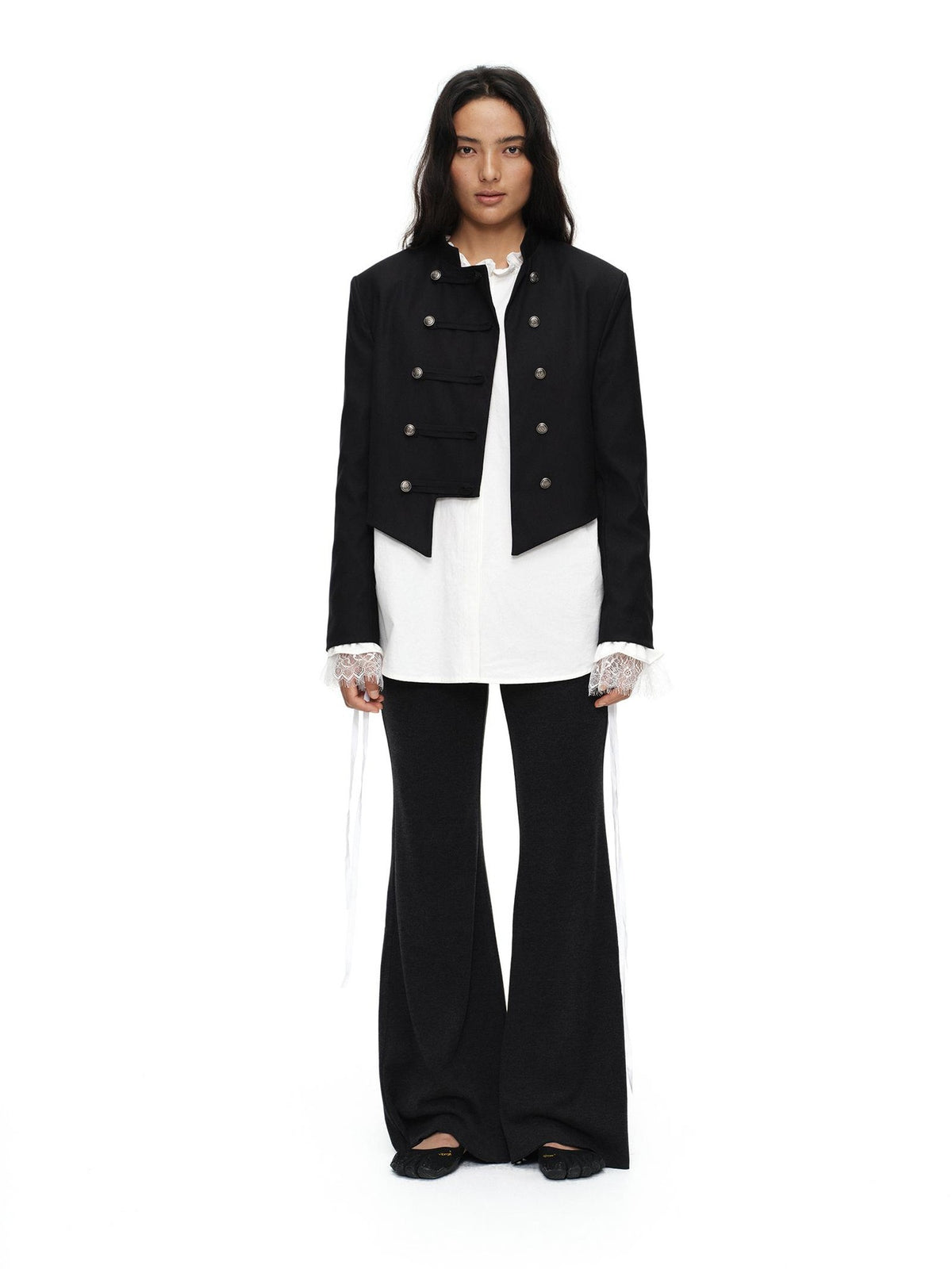 oinimi Metal Double Breasted Asymmetric Cropped Women&