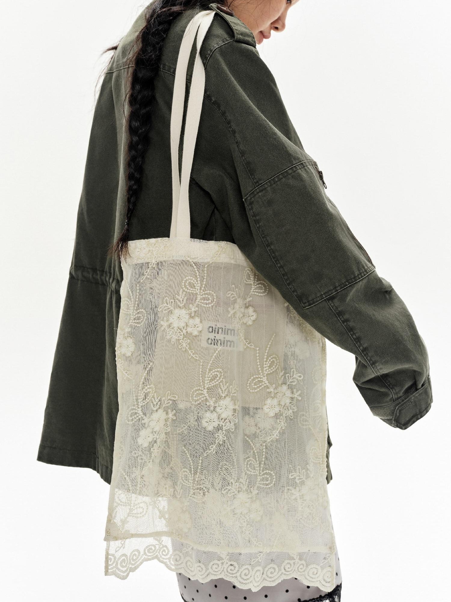 oinimi Ombre Embroidered Lace Tote Bag Lightweight Shoulder Bag