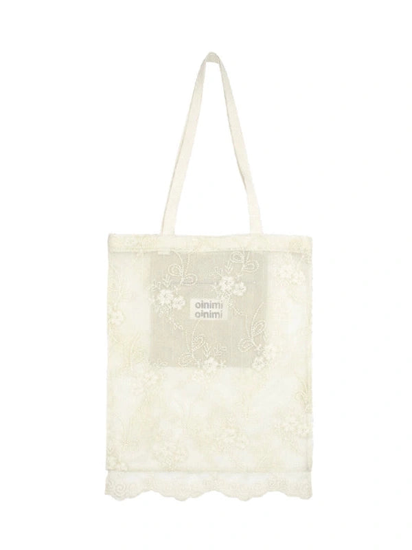 Ombre Embroidered Lace Tote Bag Lightweight Shoulder Bag