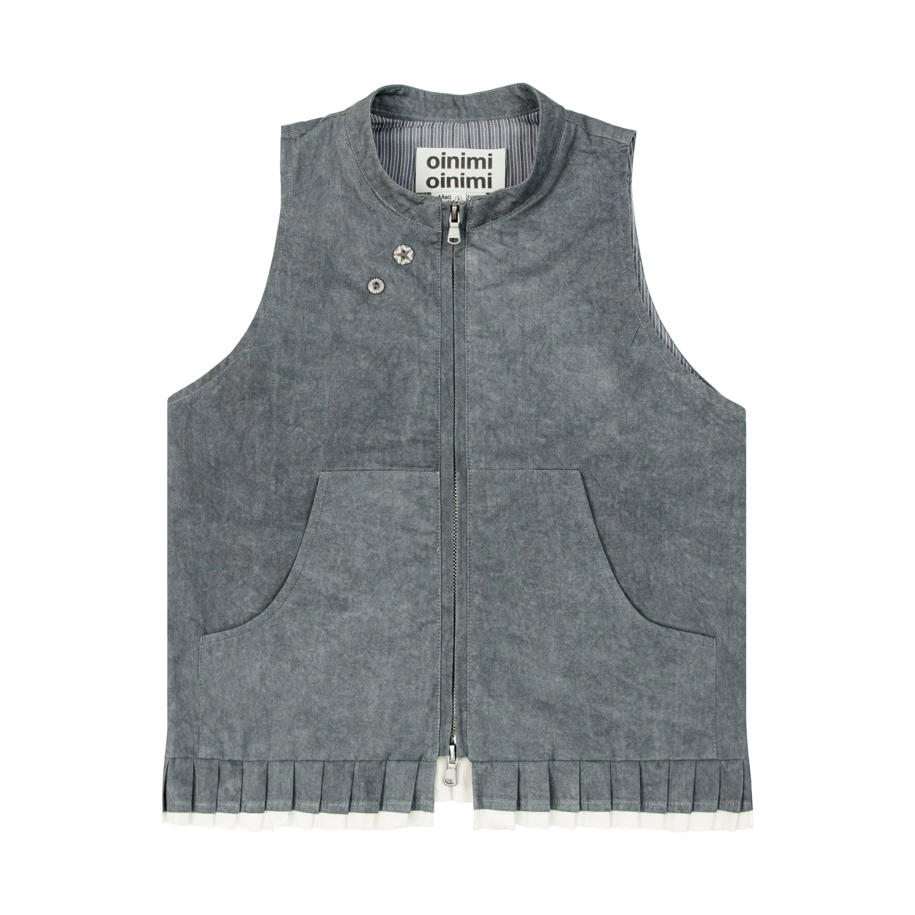 oinimi_Pleated_Mud_Dyed_Mouse_Gray_Vest_With_Raw_Hem_MISSTT