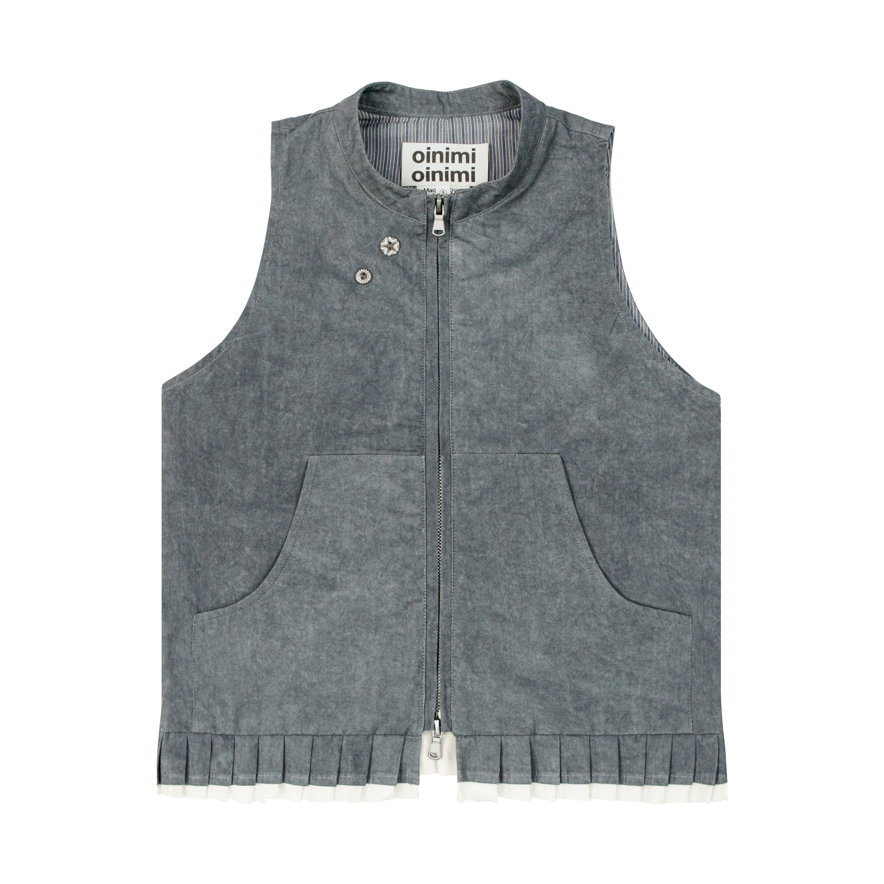 oinimi_Pleated_Mud_Dyed_Mouse_Gray_Vest_With_Raw_Hem_MISSTT