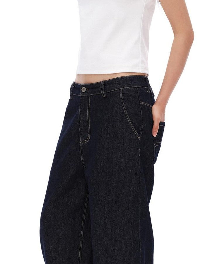 oinimi Raw Denim Colorful Eyelets Relaxed Fit Women&