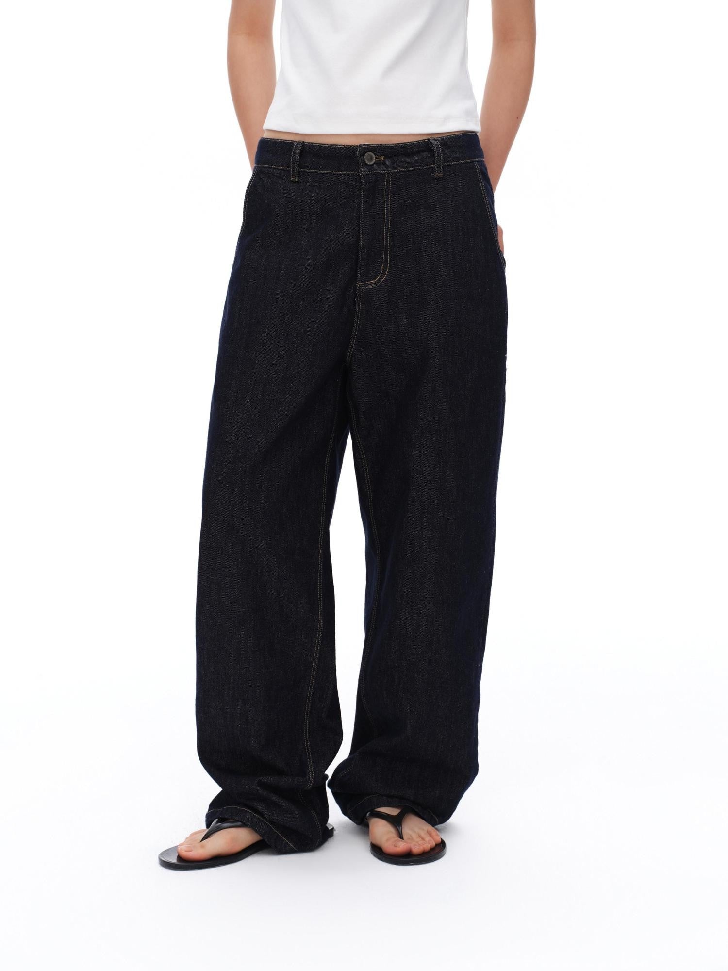 oinimi Raw Denim Colorful Eyelets Relaxed Fit Women&