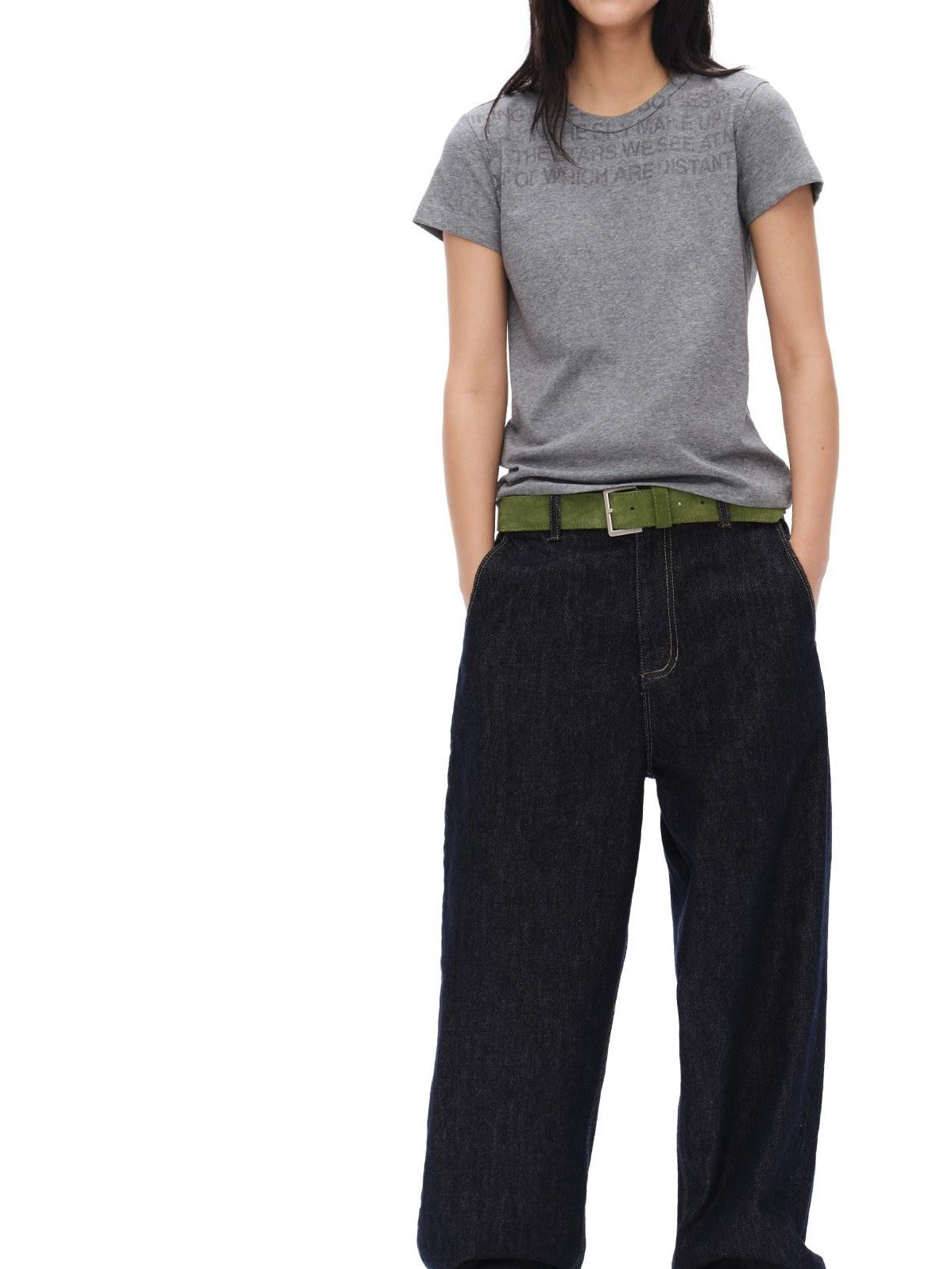 oinimi Raw Denim Colorful Eyelets Relaxed Fit Women&