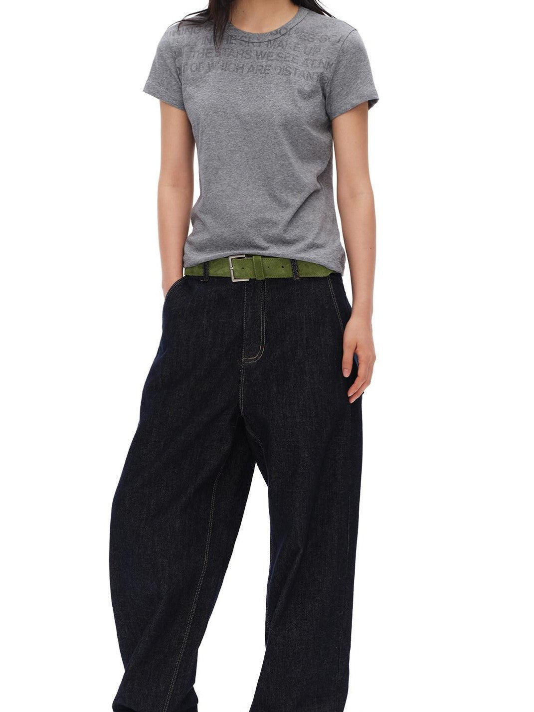 oinimi Raw Denim Colorful Eyelets Relaxed Fit Women&