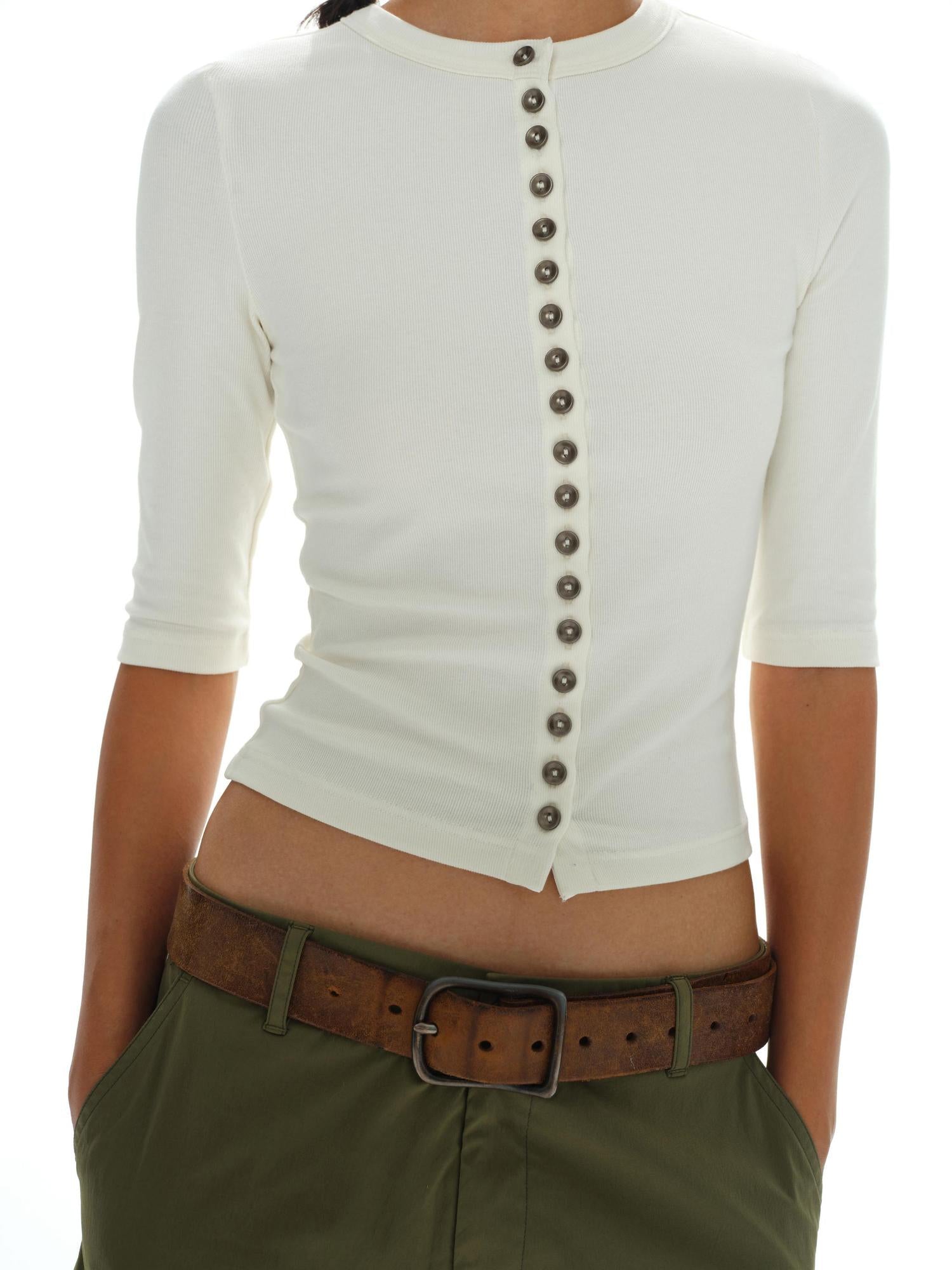 oinimi Rayon Cotton Spandex Slim Fit Tee Mid Sleeve Buttons Front
