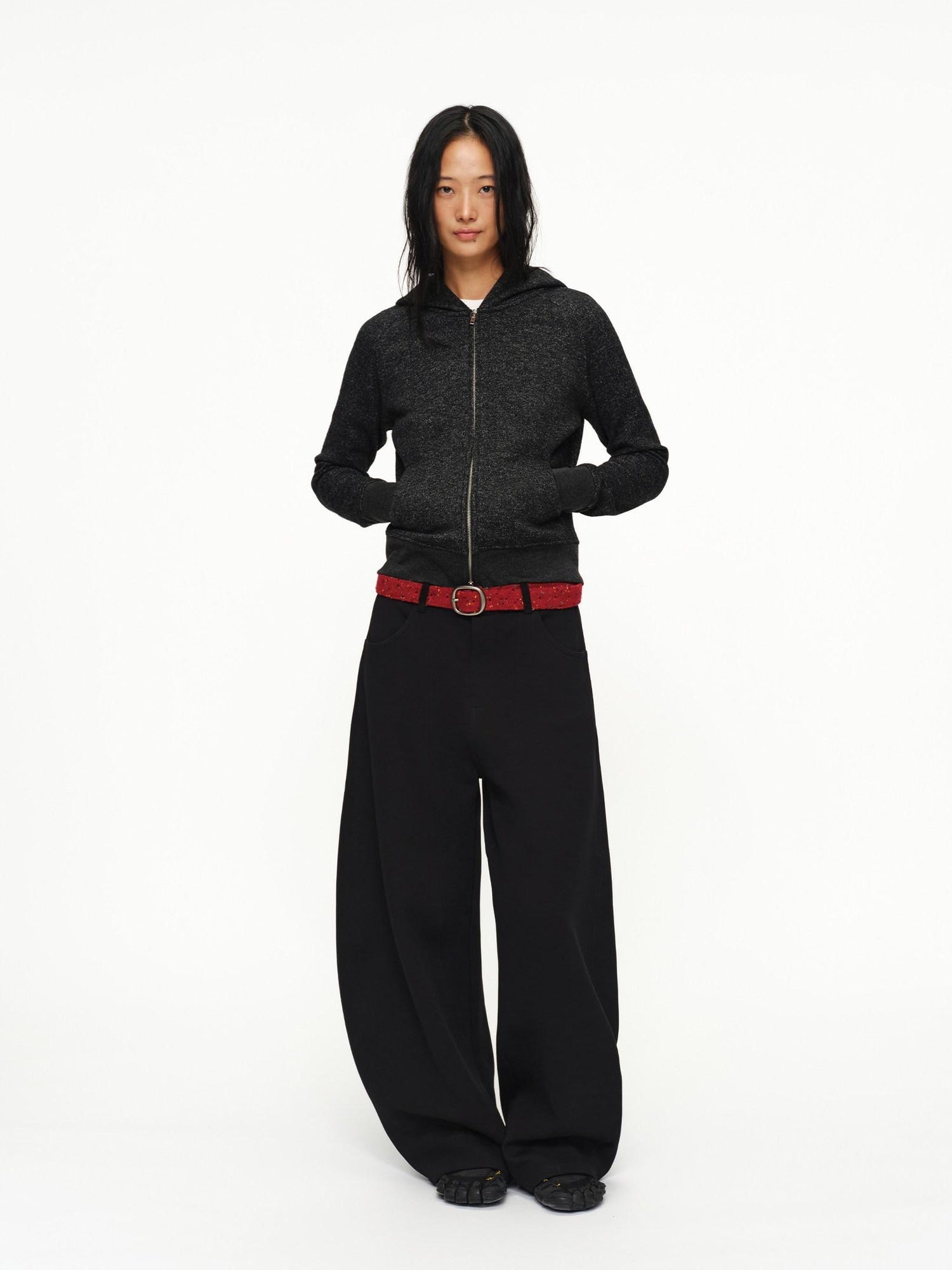 oinimi Shape Retaining Wide Leg Knit Cotton Zip Fly Unisex Work Black Navy Pants