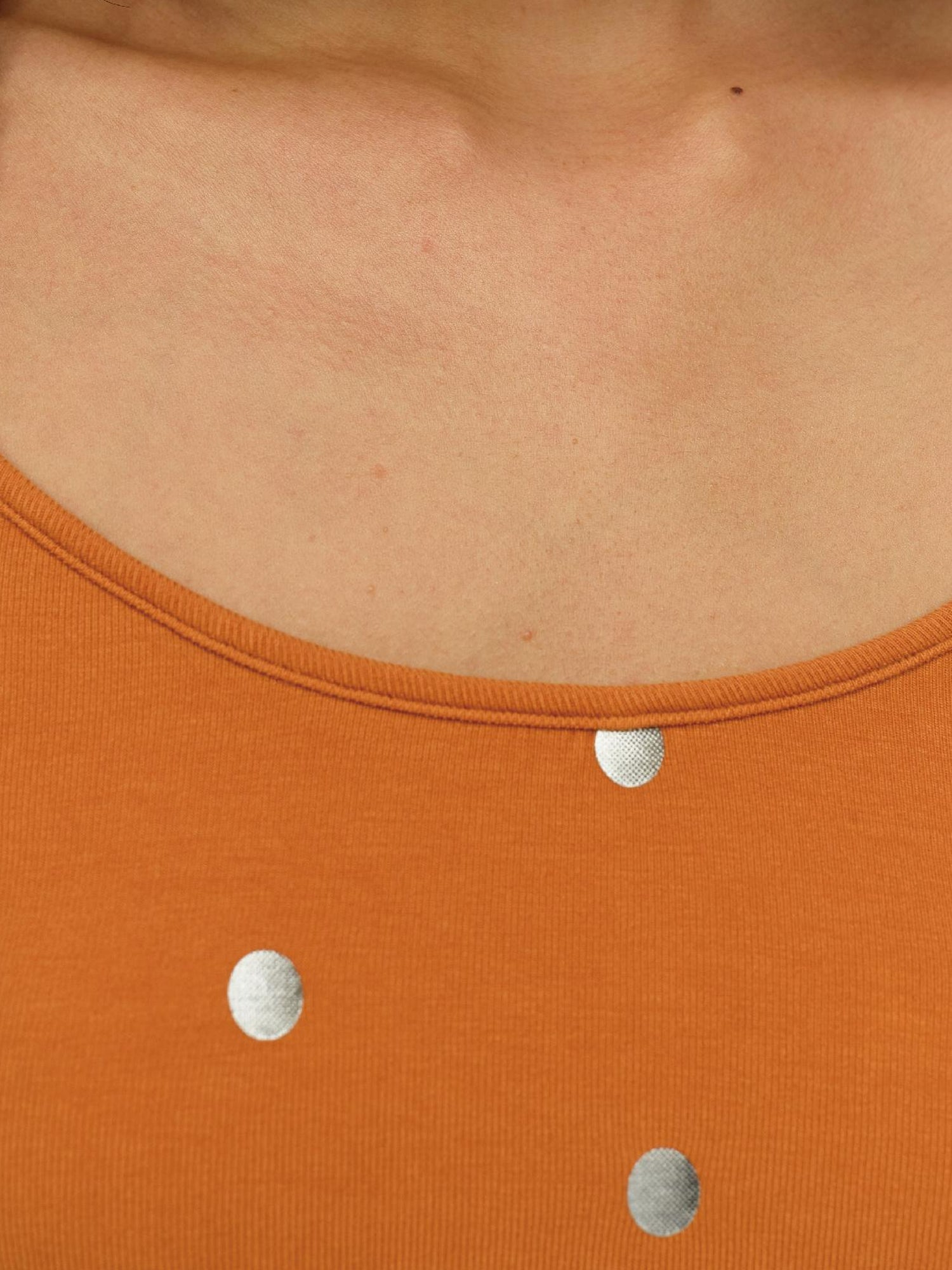 oinimi Silver Gradient Dot Orange Beaded Strappy Tank Top