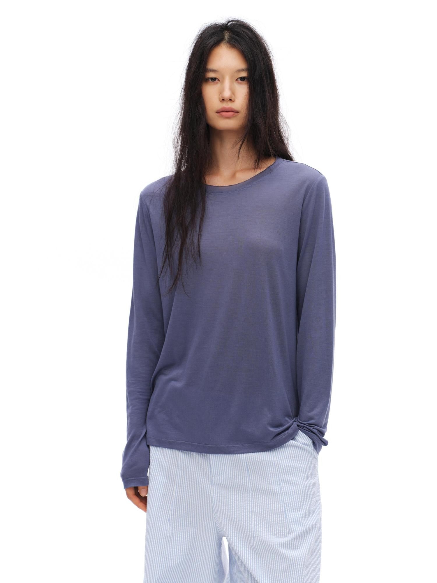 oinimi Smoky Purple Drapey Uv Protection Crewneck Women&