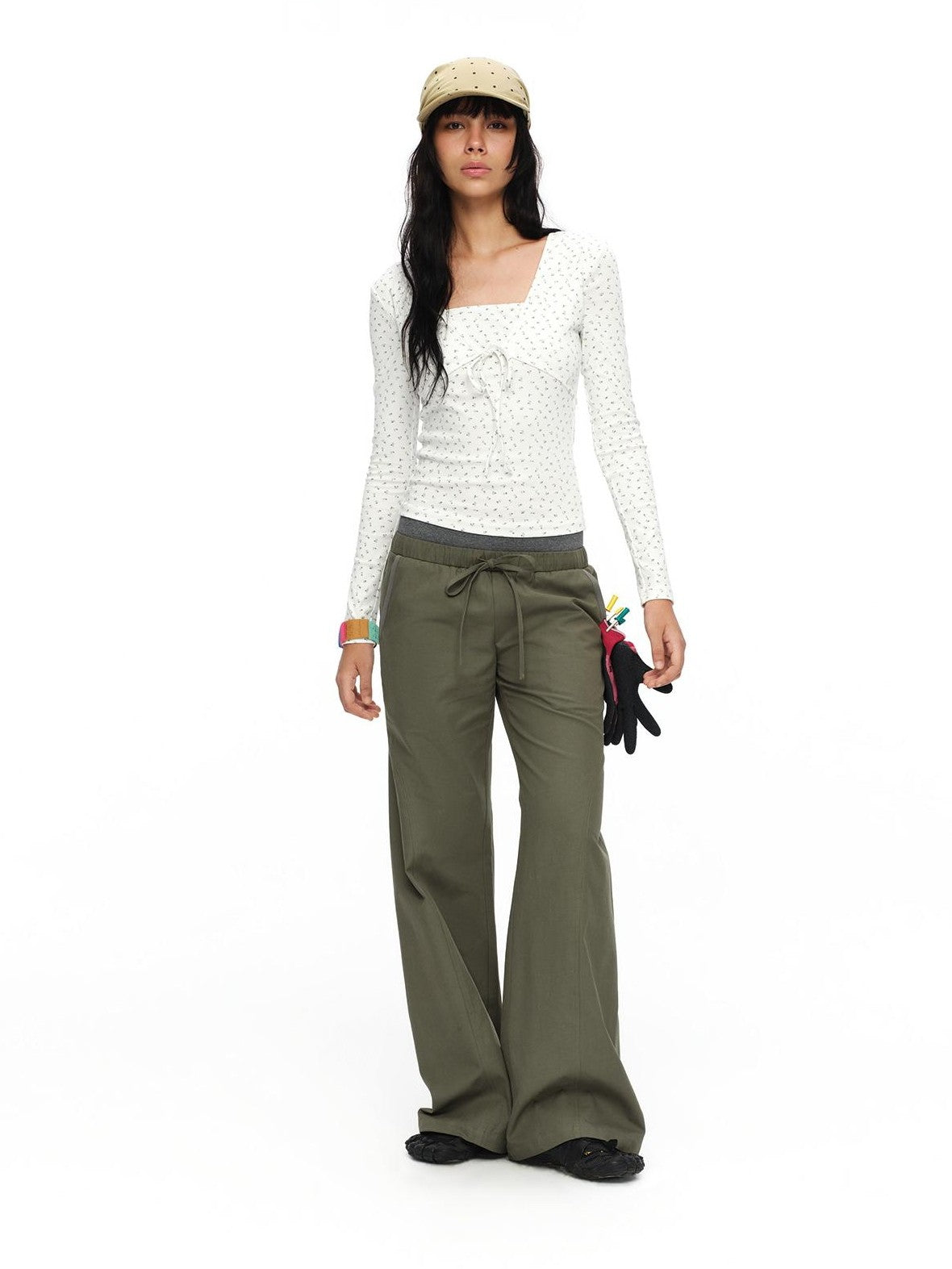 oinimi Soft Floral Faux Two Piece Slim Women&