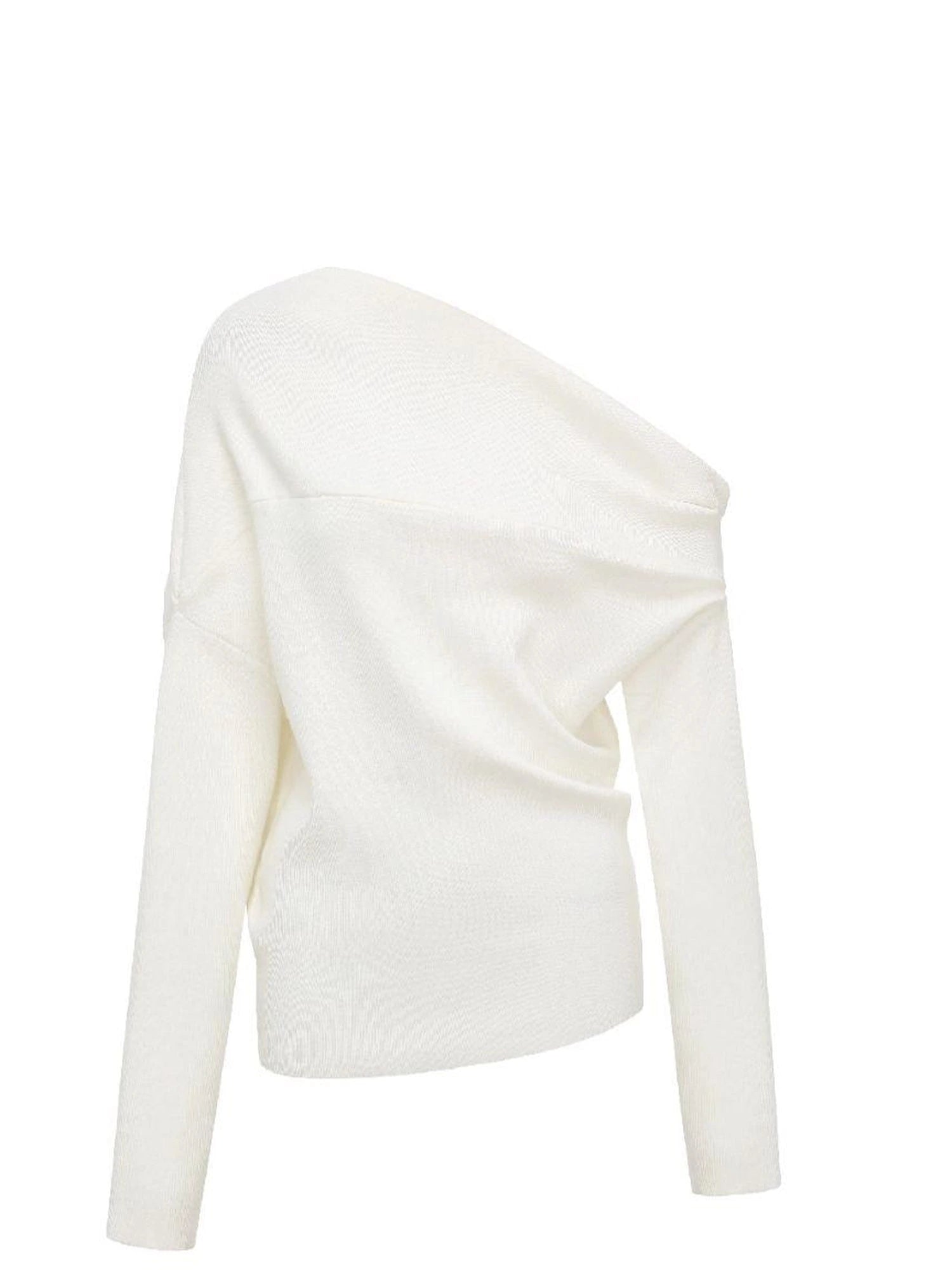 Soft Sculpted Draped Asymmetrical Knit Sweater