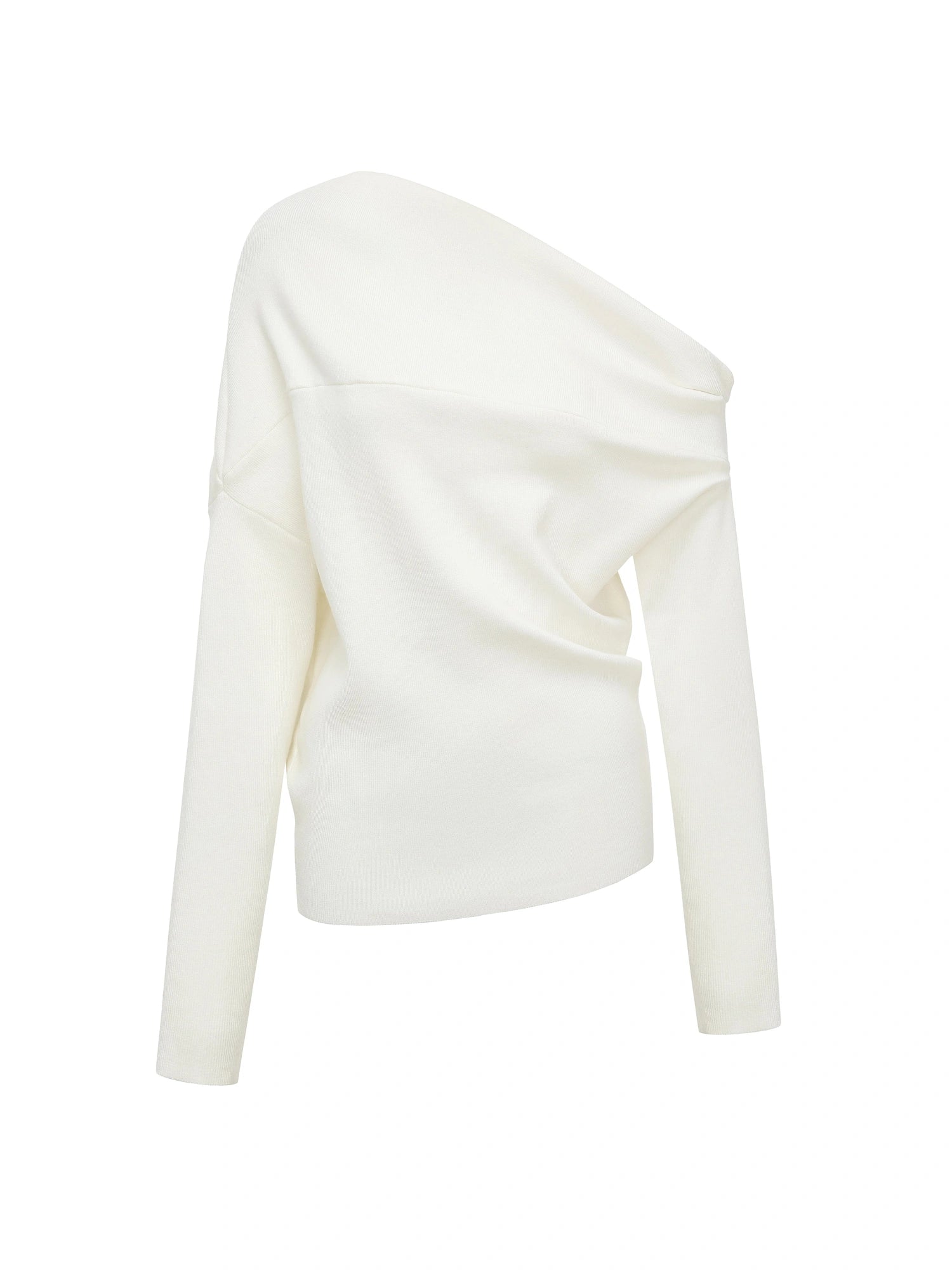 Soft Sculpted Draped Asymmetrical Knit Sweater